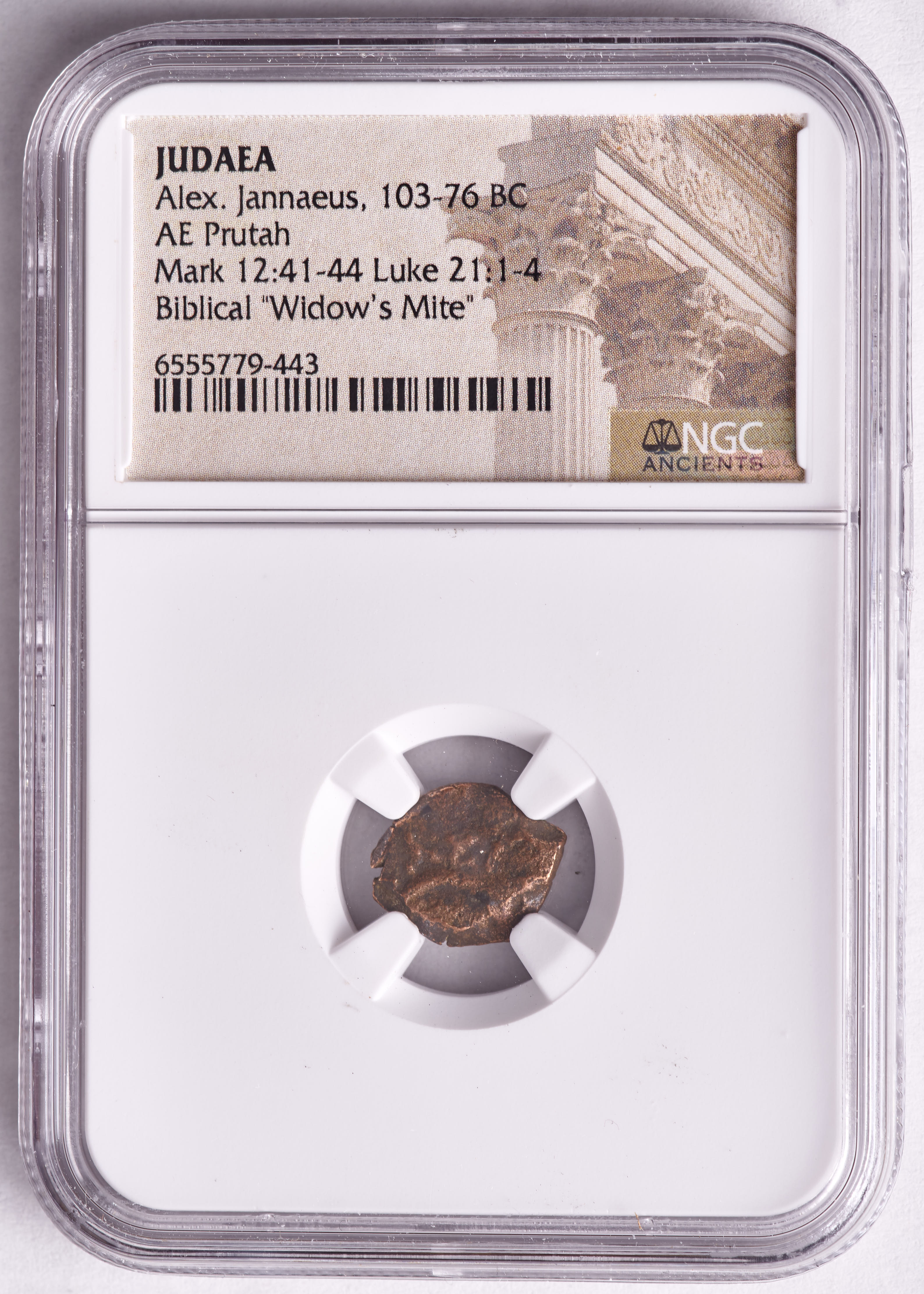"Widow's Mite" Rare Certified Biblical 2000 Year Old Coin From The Holy Land (NGC) at PristineAuction.com "Widow's Mite" Rare Certified Biblical 2000 Year Old Coin From The Holy Land (NGC) at PristineAuction.com