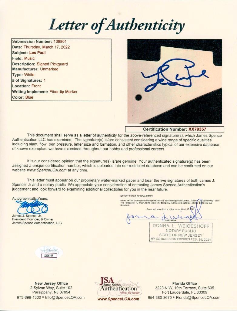 Les Paul Signed 39" Electric Guitar (JSA) at PristineAuction.com Les Paul Signed 39" Electric Guitar (JSA) at PristineAuction.com