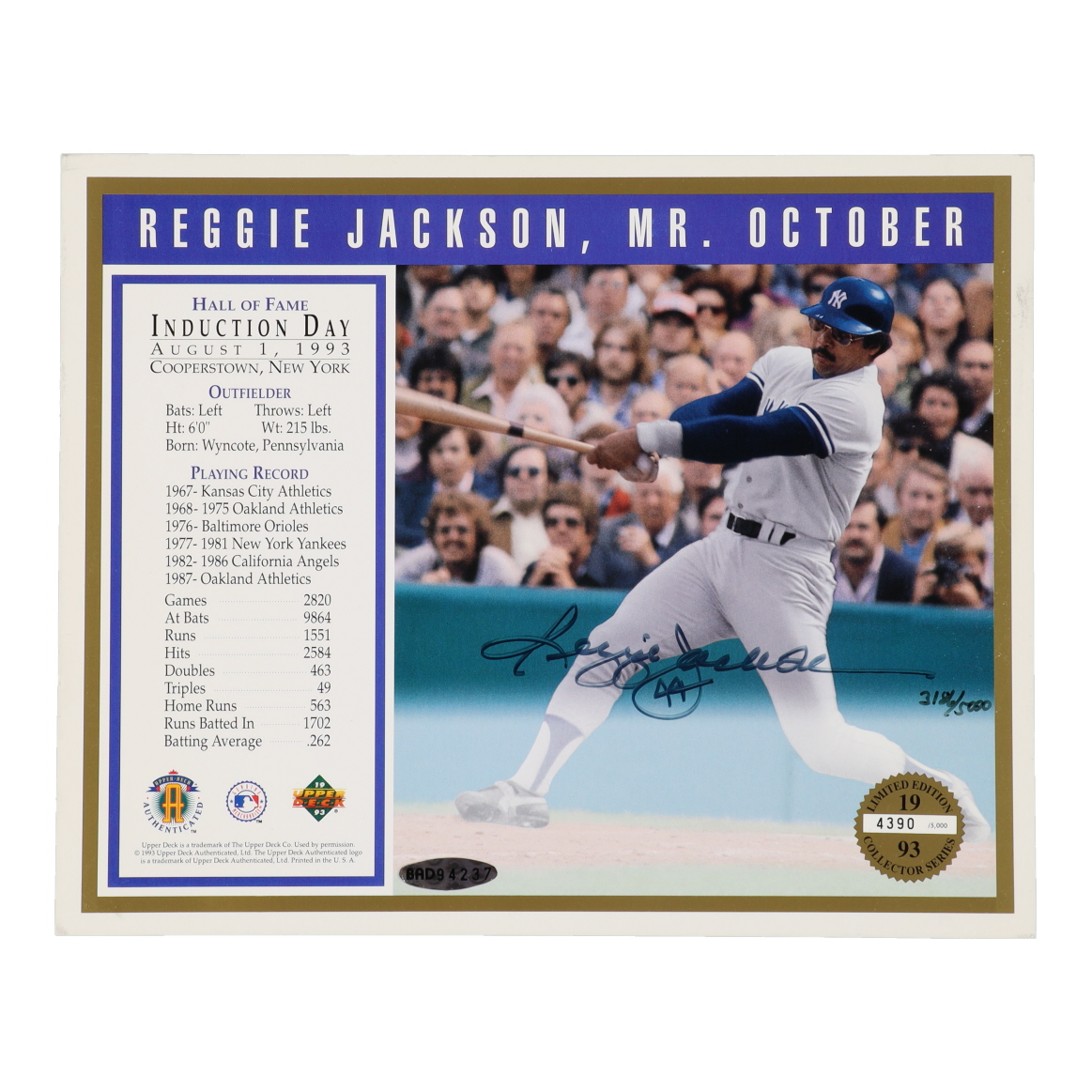 Reggie Jackson Signed LE Upper Deck Yankees 8x10 Photo (UDA) at PristineAuction.com Reggie Jackson Signed LE Upper Deck Yankees 8x10 Photo (UDA) at PristineAuction.com