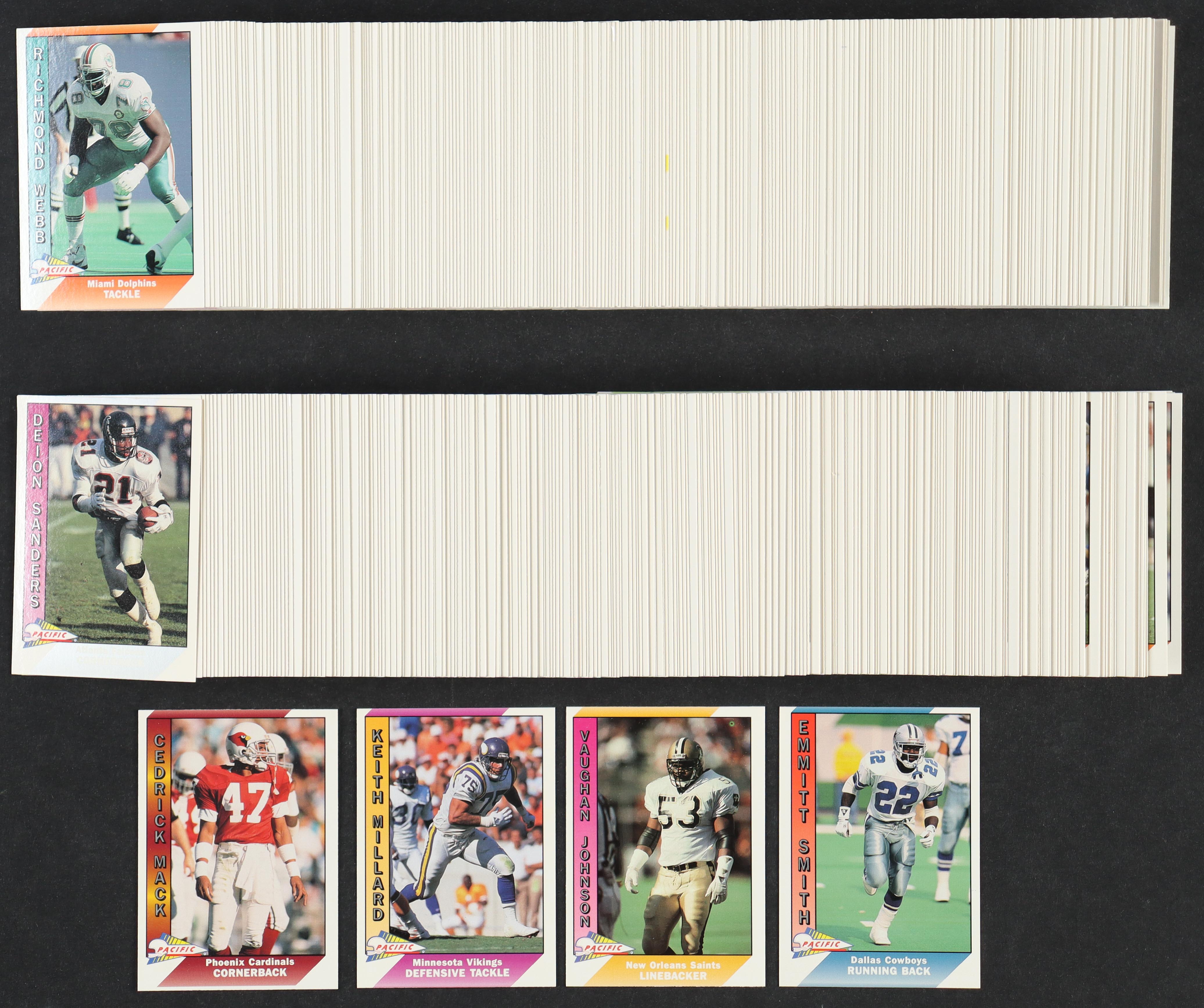 1991 Pacific Football Complete Set of (550) Cards with Keith Millard #295, Emmitt Smith #107, Cedric Mack #407, Vaughan Johnson COR #330B at PristineAuction.com 1991 Pacific Football Complete Set of (550) Cards with Keith Millard #295, Emmitt Smith #107, Cedric Mack #407, Vaughan Johnson COR #330B at PristineAuction.com
