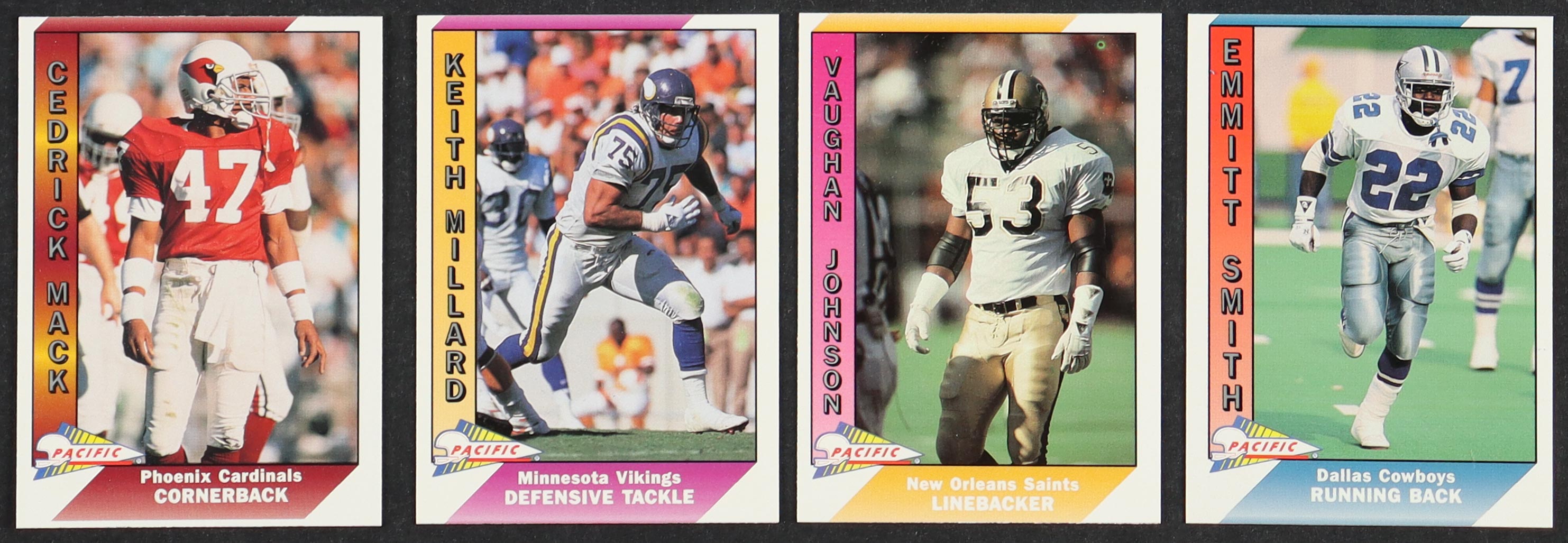 1991 Pacific Football Complete Set of (550) Cards with Keith Millard #295, Emmitt Smith #107, Cedric Mack #407, Vaughan Johnson COR #330B at PristineAuction.com 1991 Pacific Football Complete Set of (550) Cards with Keith Millard #295, Emmitt Smith #107, Cedric Mack #407, Vaughan Johnson COR #330B at PristineAuction.com