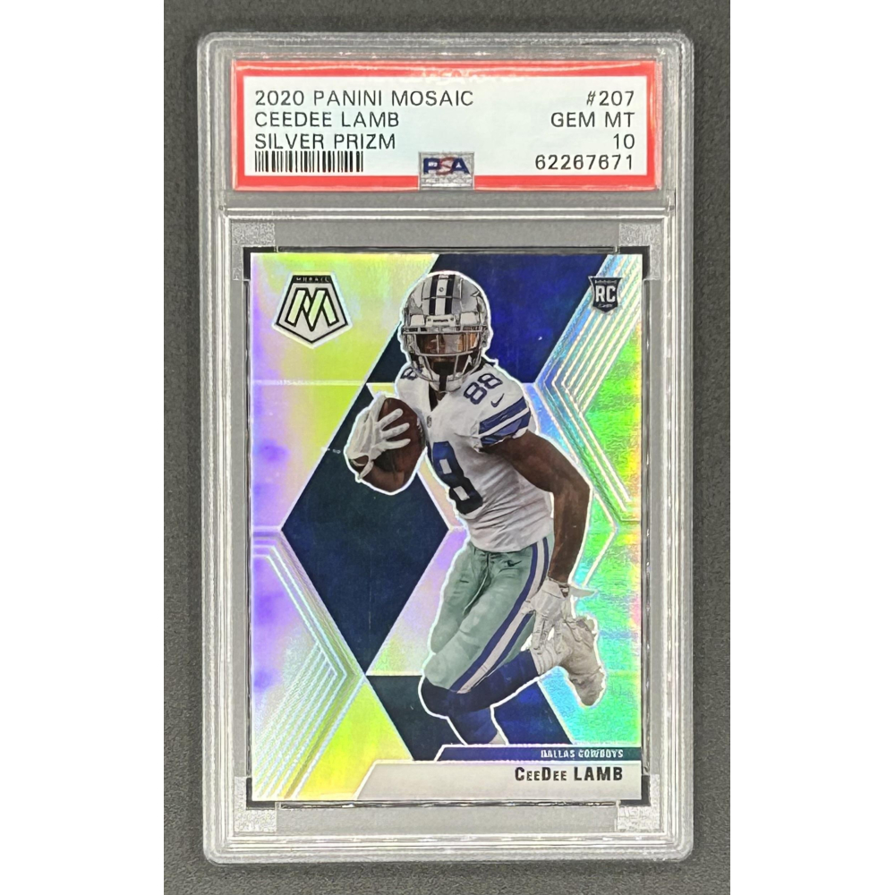 ceedee-lamb-2020-panini-mosaic-silver-207-psa-10-pristine-auction