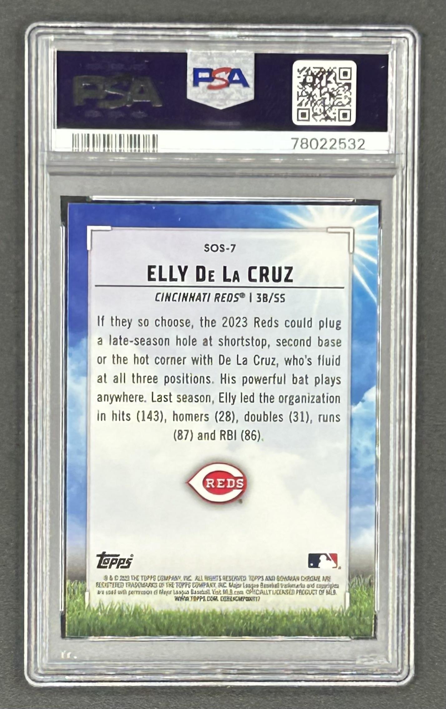 Elly De LA Cruz 2023 Bowman Chrome Sights on September #SOS7 RC (PSA 10) at PristineAuction.com Elly De LA Cruz 2023 Bowman Chrome Sights on September #SOS7 RC (PSA 10) at PristineAuction.com