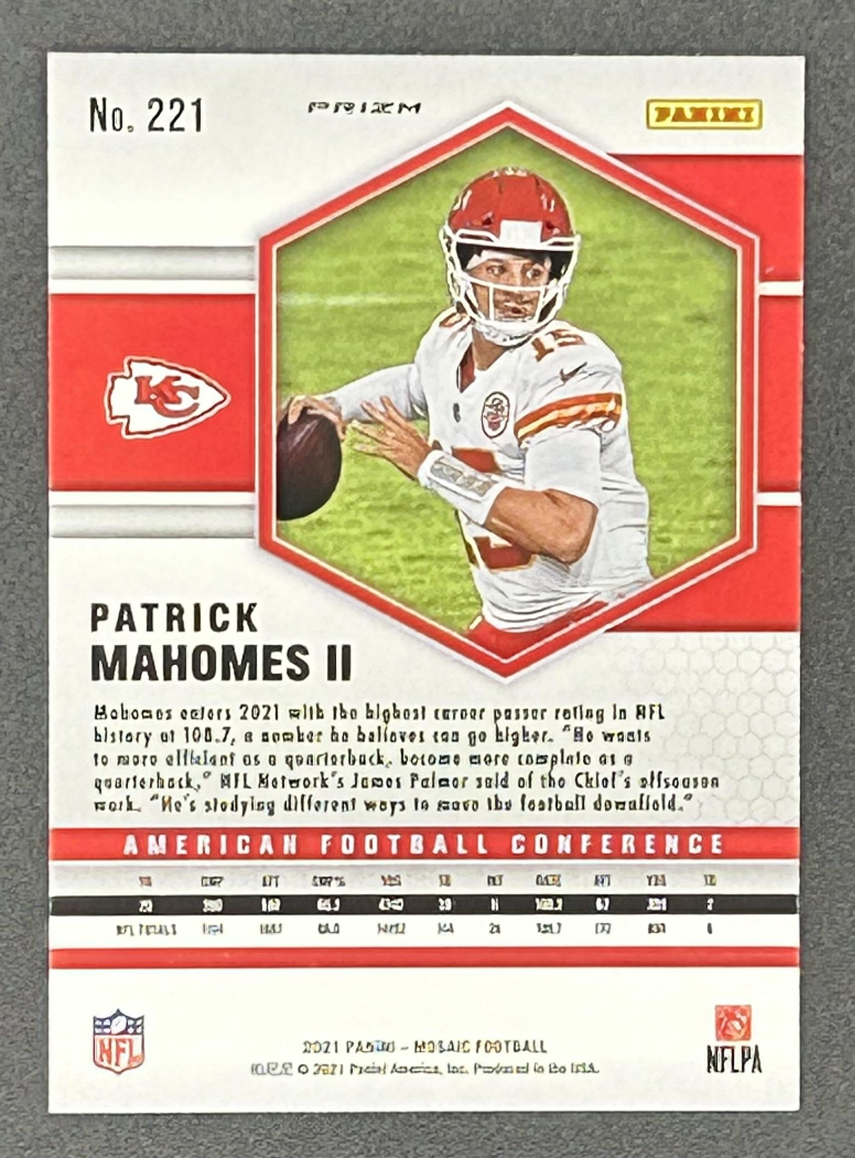 Patrick Mahomes II 2021 Panini Mosaic Silver AFC #221 at PristineAuction.com Patrick Mahomes II 2021 Panini Mosaic Silver AFC #221 at PristineAuction.com