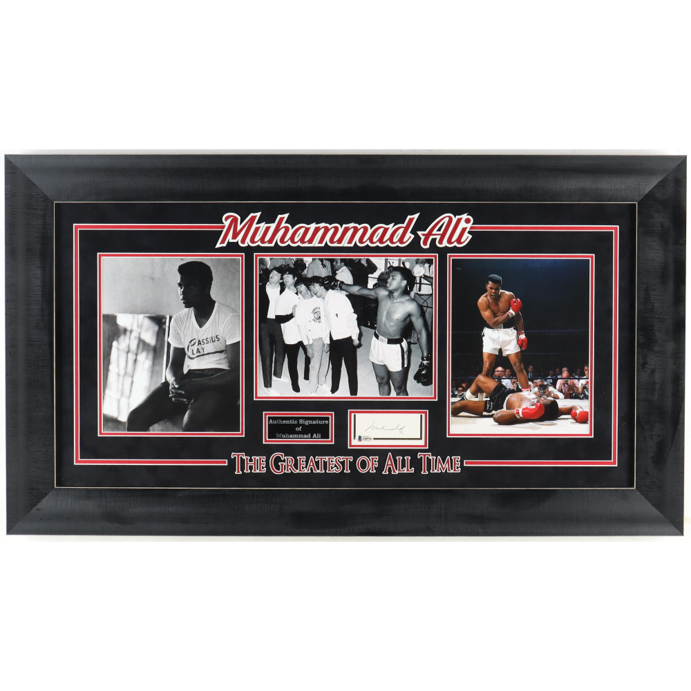 Muhammad Ali Signed Custom Framed Cut Display Inscribed 