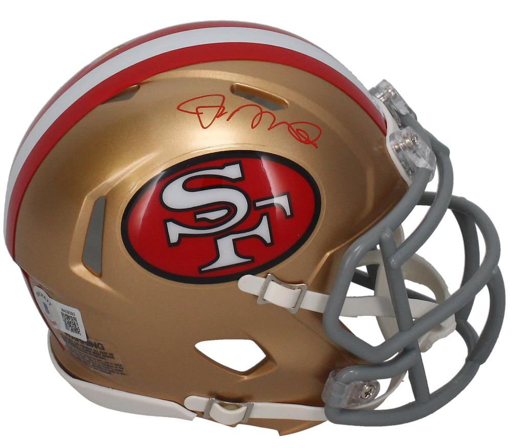 Joe Montana & Jerry Rice Signed 49ers Mini Throwback Speed Helmet (Beckett) at PristineAuction.com Joe Montana & Jerry Rice Signed 49ers Mini Throwback Speed Helmet (Beckett) at PristineAuction.com
