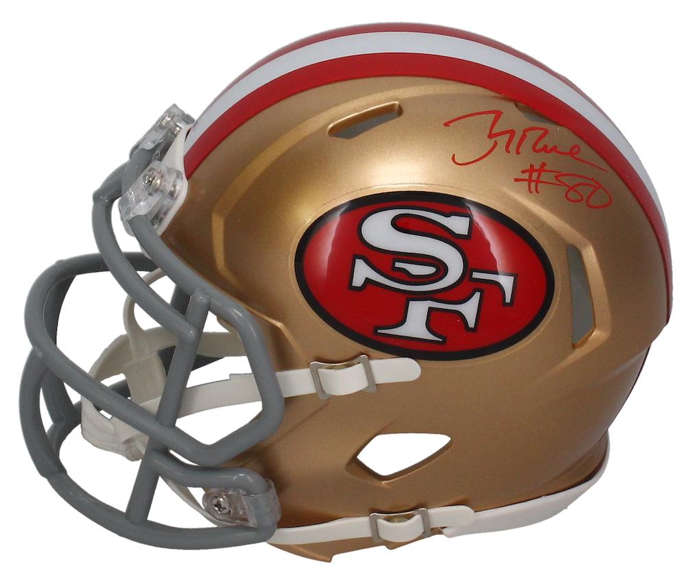 Joe Montana & Jerry Rice Signed 49ers Mini Throwback Speed Helmet (Beckett) at PristineAuction.com Joe Montana & Jerry Rice Signed 49ers Mini Throwback Speed Helmet (Beckett) at PristineAuction.com