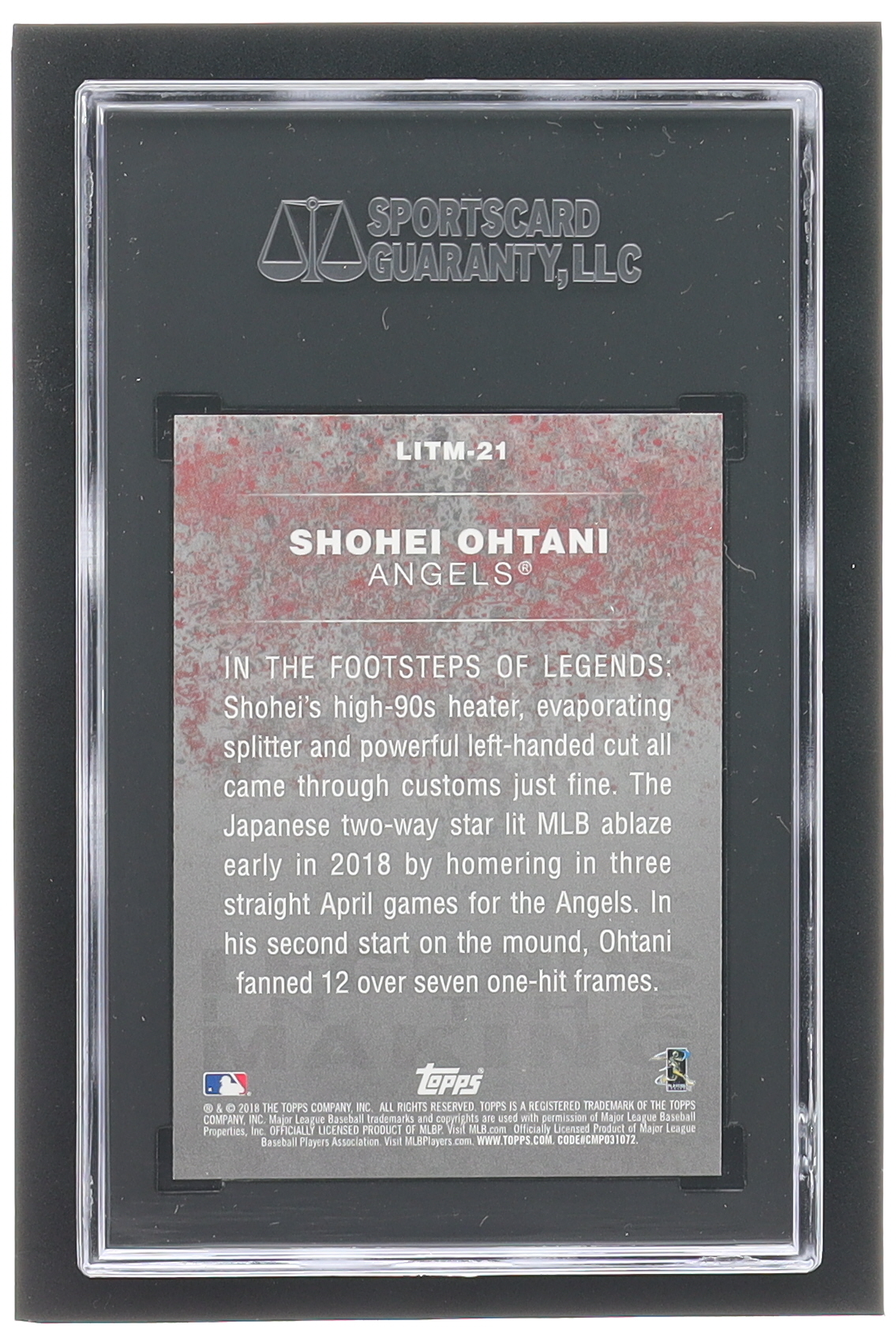 Shohei Ohtani 2018 Topps Update Legends in the Making #LITM21 RC (SGC 10) at PristineAuction.com Shohei Ohtani 2018 Topps Update Legends in the Making #LITM21 RC (SGC 10) at PristineAuction.com