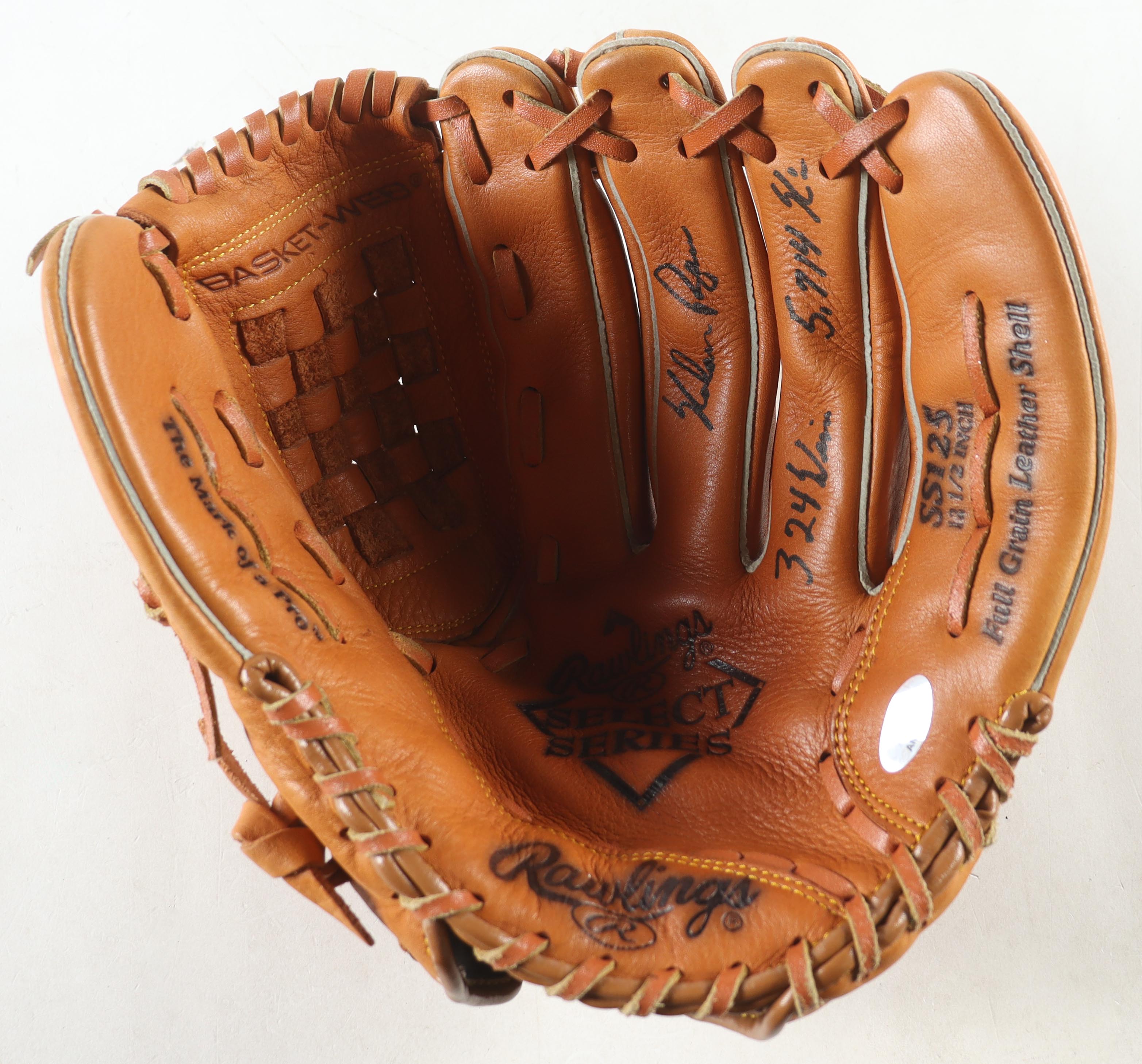 Nolan Ryan Signed Rawlings Baseball Glove With Wood Display Case Inscribed "324 Wins", "5,714 K's" (PSA) at PristineAuction.com Nolan Ryan Signed Rawlings Baseball Glove With Wood Display Case Inscribed "324 Wins", "5,714 K's" (PSA) at PristineAuction.com