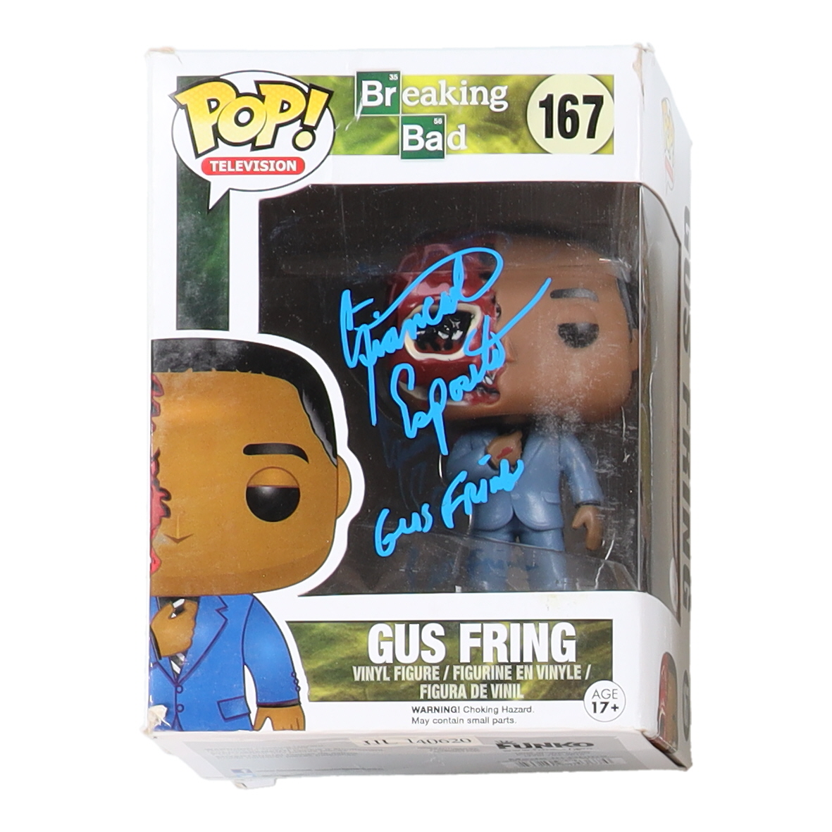 Giancarlo Esposito Signed "Breaking Bad" #167 Gus Fring Funko Pop! Vinyl Figure Inscribed "Gus Fring" (JSA) at PristineAuction.com Giancarlo Esposito Signed "Breaking Bad" #167 Gus Fring Funko Pop! Vinyl Figure Inscribed "Gus Fring" (JSA) at PristineAuction.com