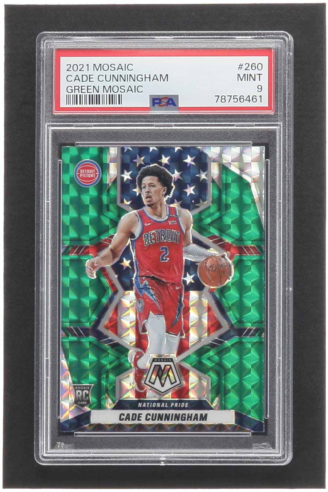 Cade Cunningham 2021-22 Panini Mosaic Mosaic Green #260 NP RC (PSA 9) at PristineAuction.com Cade Cunningham 2021-22 Panini Mosaic Mosaic Green #260 NP RC (PSA 9) at PristineAuction.com