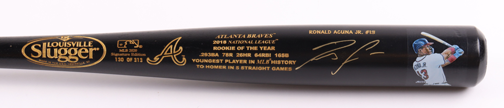Ronald Acuna Jr. Signed LE Louisville Slugger Player Model Baseball Bat (JSA & Acuna) at PristineAuction.com Ronald Acuna Jr. Signed LE Louisville Slugger Player Model Baseball Bat (JSA & Acuna) at PristineAuction.com