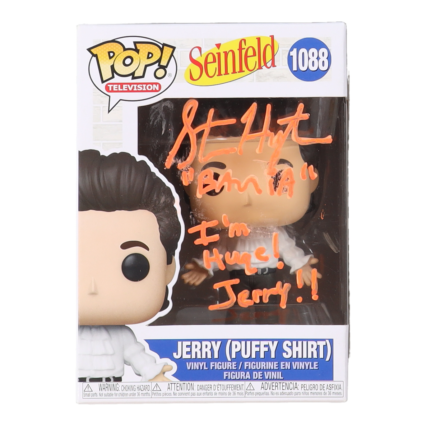 Steve Hytner Signed "Seinfeld" #1088 Jerry (Puffy Shirt) Funko Pop! Vinyl Figure Inscribed "Bania" & "Im Huge! Jerry!!" (JSA) at PristineAuction.com Steve Hytner Signed "Seinfeld" #1088 Jerry (Puffy Shirt) Funko Pop! Vinyl Figure Inscribed "Bania" & "Im Huge! Jerry!!" (JSA) at PristineAuction.com
