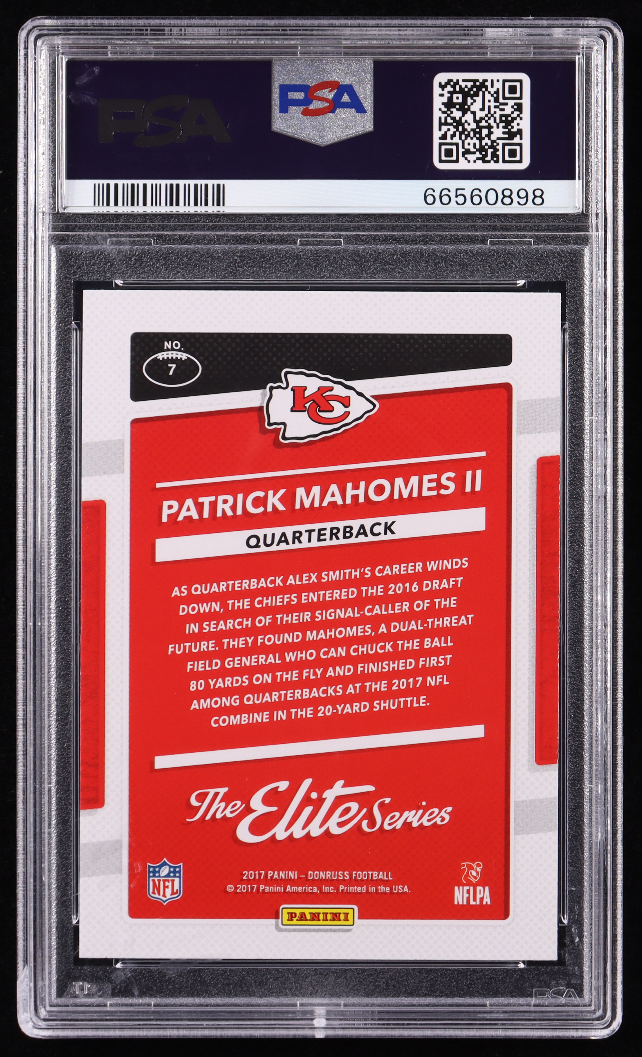 Patrick Mahomes II 2017 Donruss The Elite Series Rookies #7 RC (PSA 10) at PristineAuction.com Patrick Mahomes II 2017 Donruss The Elite Series Rookies #7 RC (PSA 10) at PristineAuction.com