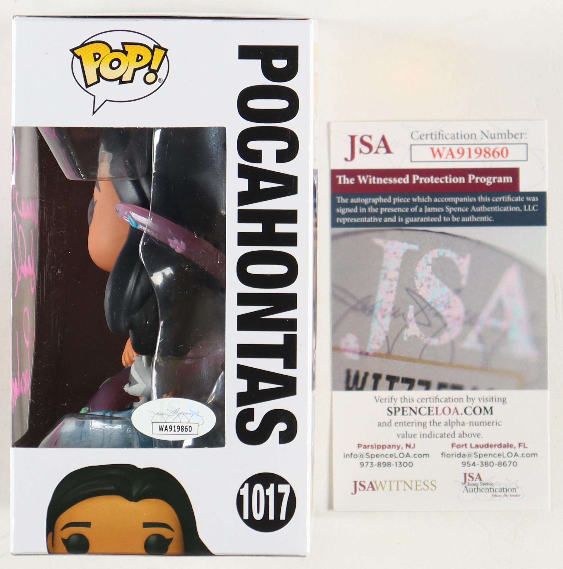 Irene Bedard Signed "Disney Princess" #1017 Funko Pop! Inscribed "Pocahontas" (JSA) at PristineAuction.com Irene Bedard Signed "Disney Princess" #1017 Funko Pop! Inscribed "Pocahontas" (JSA) at PristineAuction.com