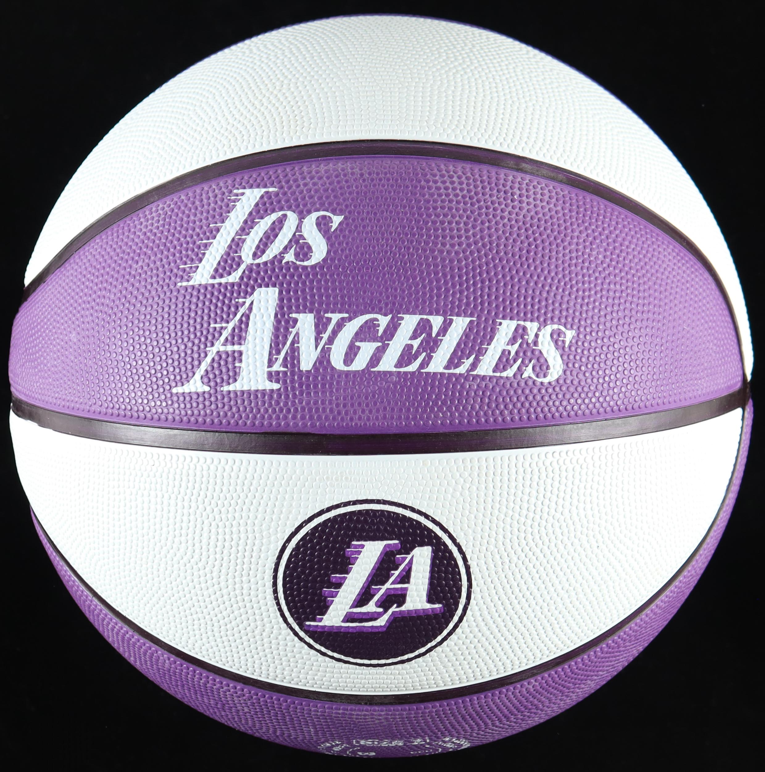 Jerry West Signed Lakers NBA Basketball Inscribed "The Logo" With Display Stand (PSA) at PristineAuction.com Jerry West Signed Lakers NBA Basketball Inscribed "The Logo" With Display Stand (PSA) at PristineAuction.com