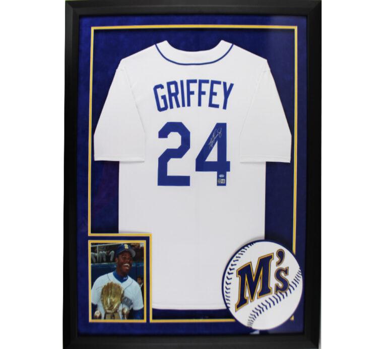 Ken Griffey Jr. Signed Mariners Custom Framed Jersey Display with LED Lights (Beckett) at PristineAuction.com Ken Griffey Jr. Signed Mariners Custom Framed Jersey Display with LED Lights (Beckett) at PristineAuction.com