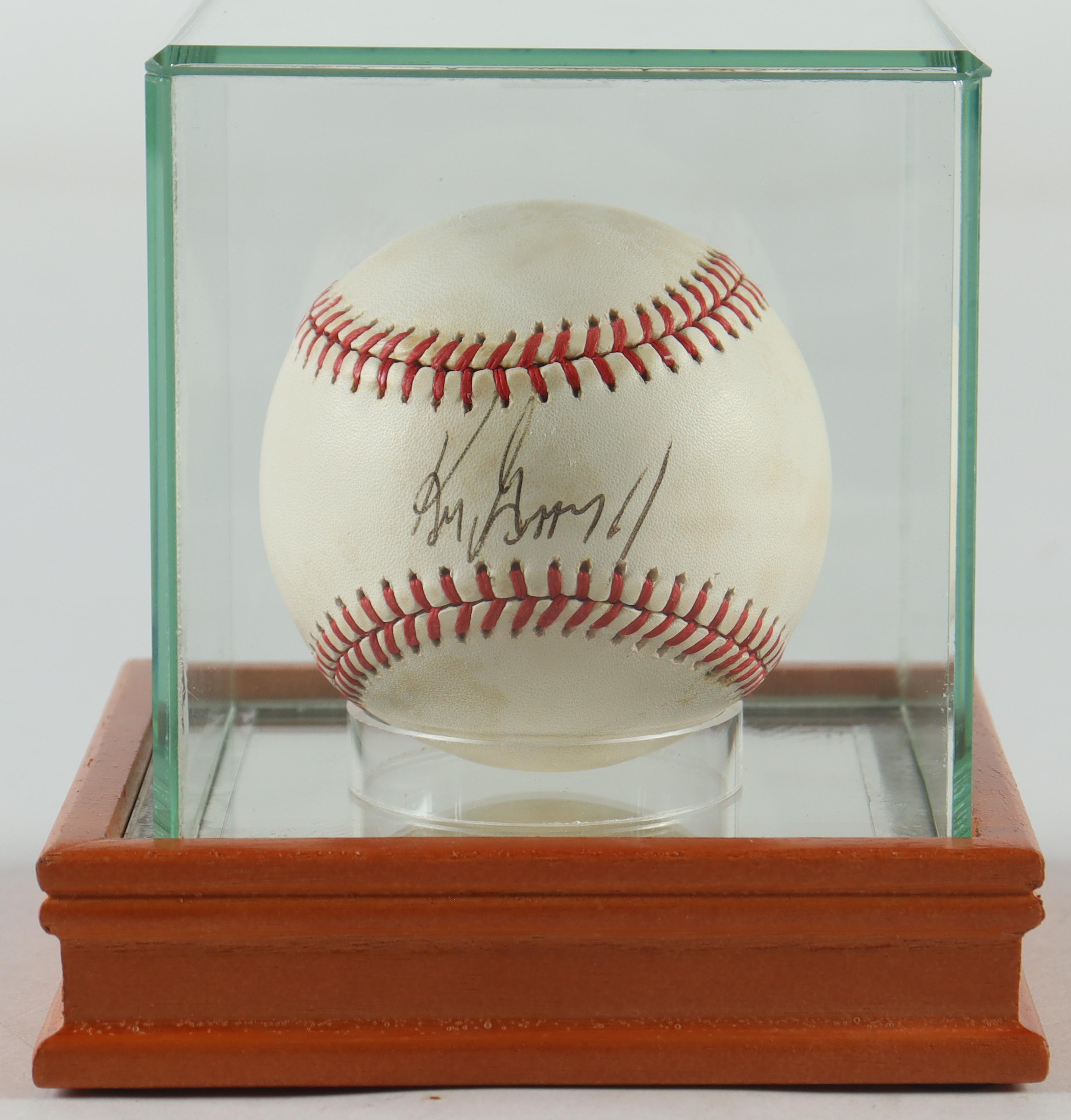 Ken Griffey Jr. Signed OAL Baseball With Wood Display Case (PSA) at PristineAuction.com Ken Griffey Jr. Signed OAL Baseball With Wood Display Case (PSA) at PristineAuction.com