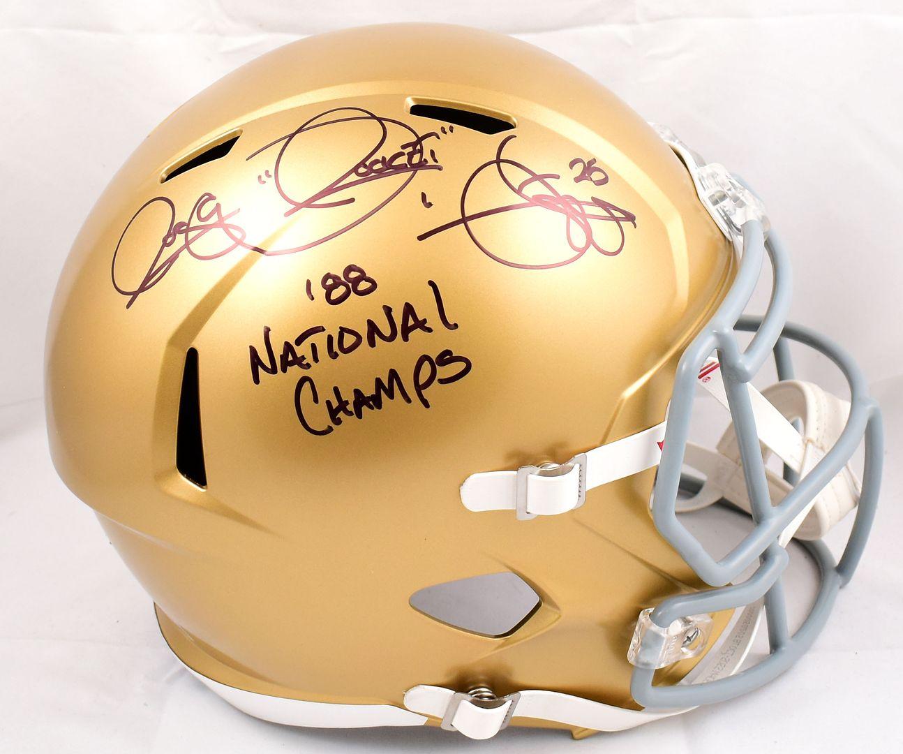 Rocket Ismail Signed Notre Dame Fighting Irish Full-Size Speed Helmet Inscribed "'88 National Champs" (Beckett & Prova) at PristineAuction.com Rocket Ismail Signed Notre Dame Fighting Irish Full-Size Speed Helmet Inscribed "'88 National Champs" (Beckett & Prova) at PristineAuction.com