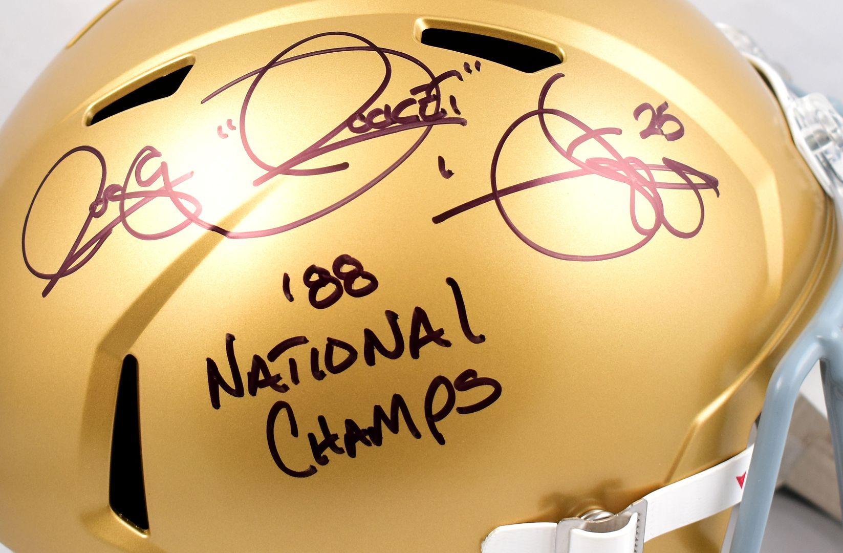 Rocket Ismail Signed Notre Dame Fighting Irish Full-Size Speed Helmet Inscribed "'88 National Champs" (Beckett & Prova) at PristineAuction.com Rocket Ismail Signed Notre Dame Fighting Irish Full-Size Speed Helmet Inscribed "'88 National Champs" (Beckett & Prova) at PristineAuction.com