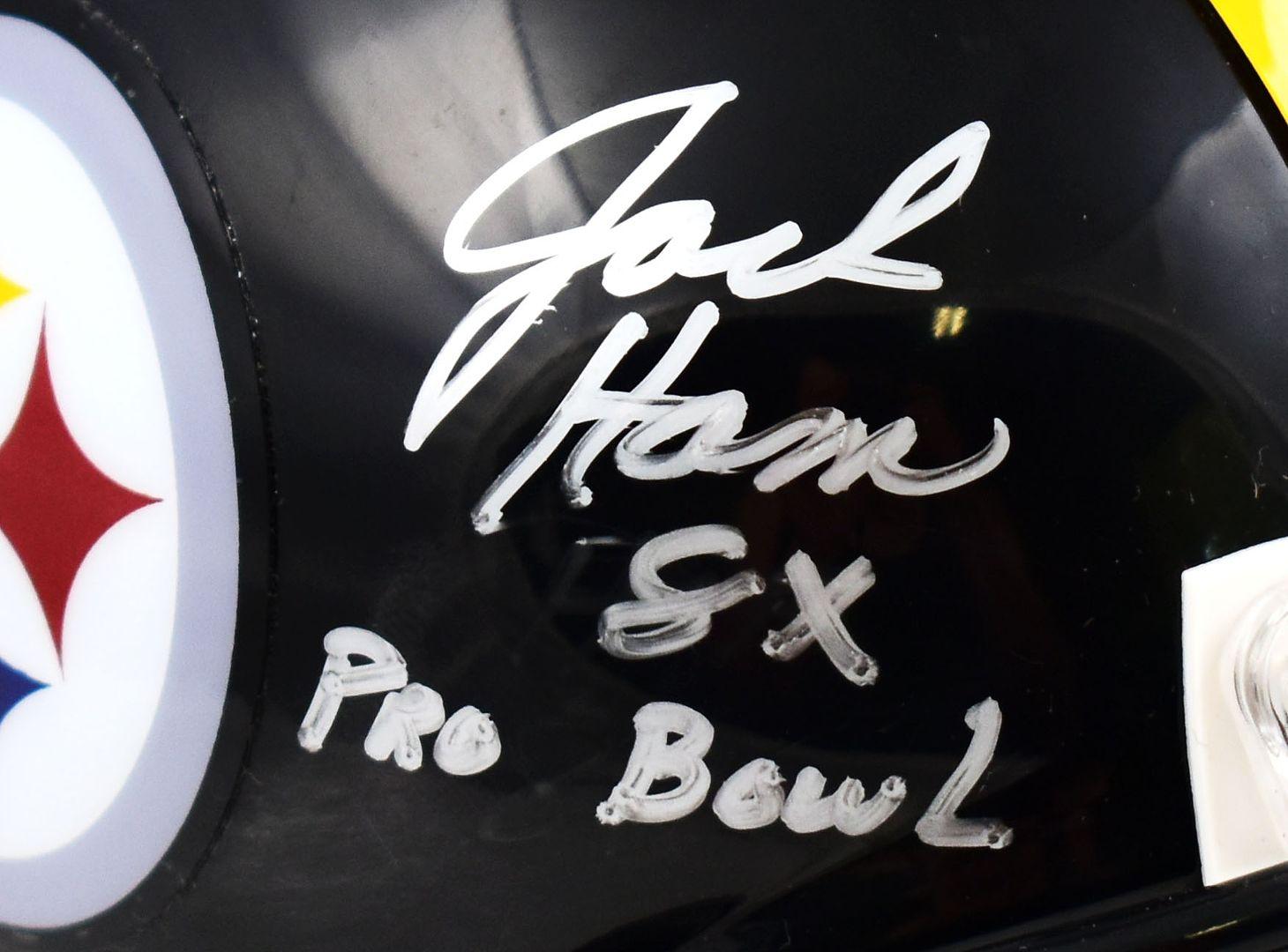 Jack Ham, Andy Russell & Jack Lambert Signed Steelers Mini Helmet Inscribed "HOF 90", "7x Pro Bowl" & "8x Pro Bowl" (Beckett) at PristineAuction.com Jack Ham, Andy Russell & Jack Lambert Signed Steelers Mini Helmet Inscribed "HOF 90", "7x Pro Bowl" & "8x Pro Bowl" (Beckett) at PristineAuction.com