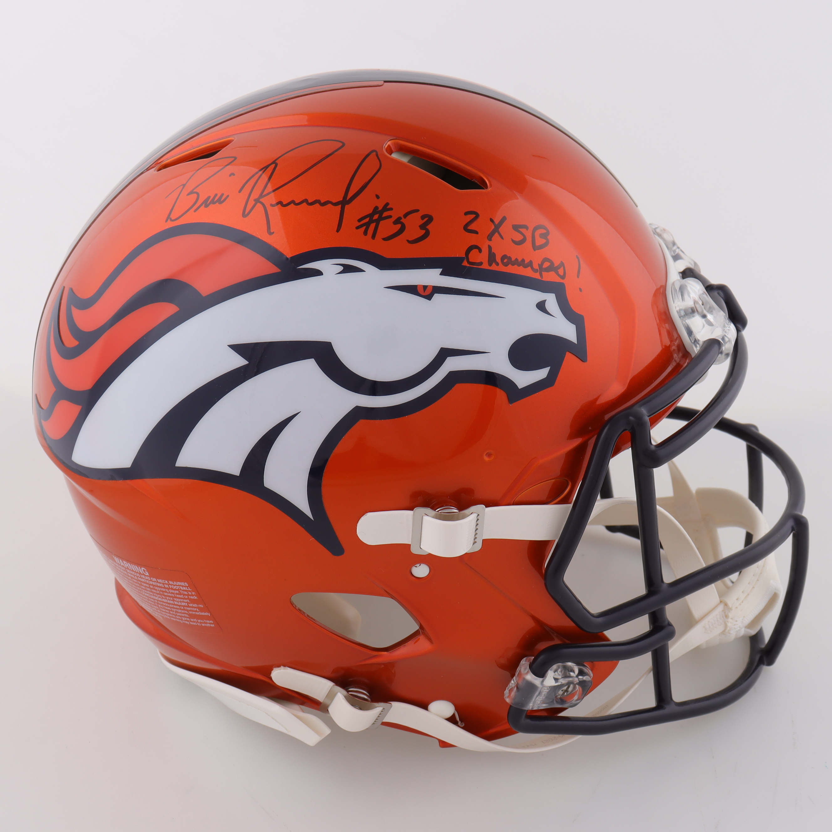 Bill Romanowski Signed Broncos Full-Size Authentic Flash Alternate Speed Helmet Inscribed "2x SB Champ" (PSA) at PristineAuction.com Bill Romanowski Signed Broncos Full-Size Authentic Flash Alternate Speed Helmet Inscribed "2x SB Champ" (PSA) at PristineAuction.com