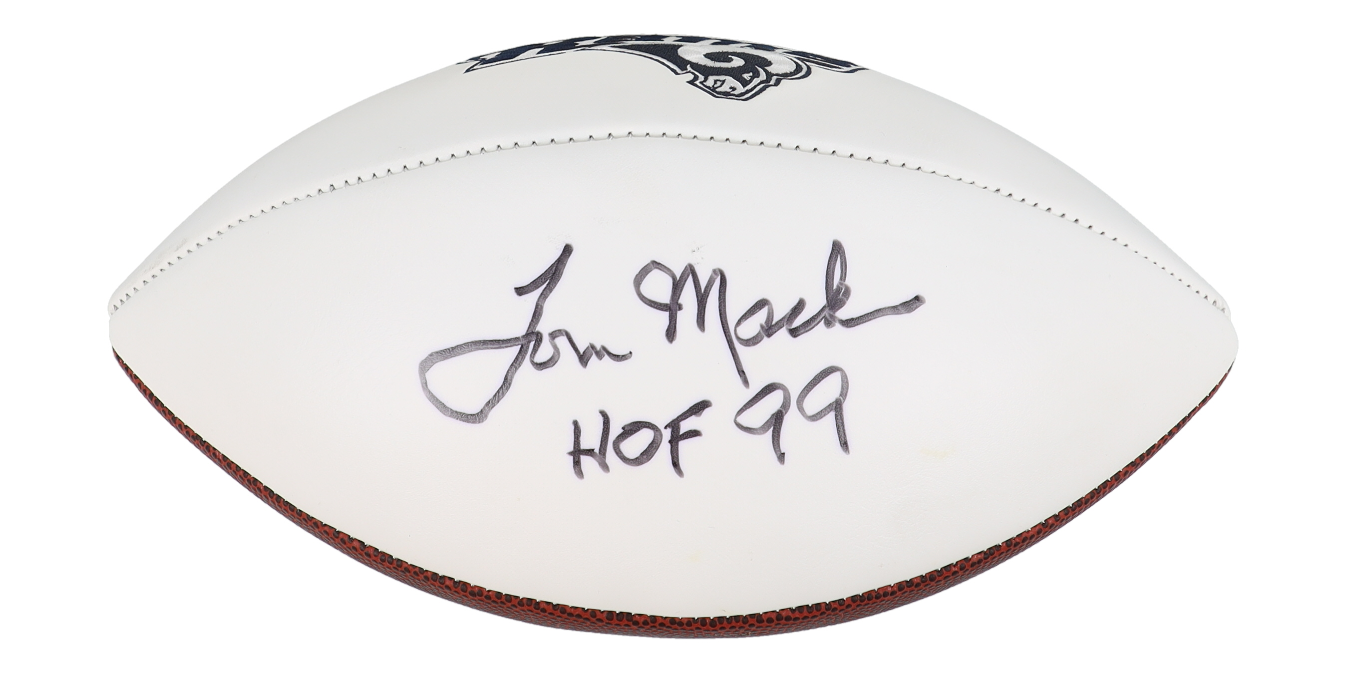 Tom Mack Signed Rams Logo Football Inscribed "HOF 99" (Playball Ink) at PristineAuction.com Tom Mack Signed Rams Logo Football Inscribed "HOF 99" (Playball Ink) at PristineAuction.com