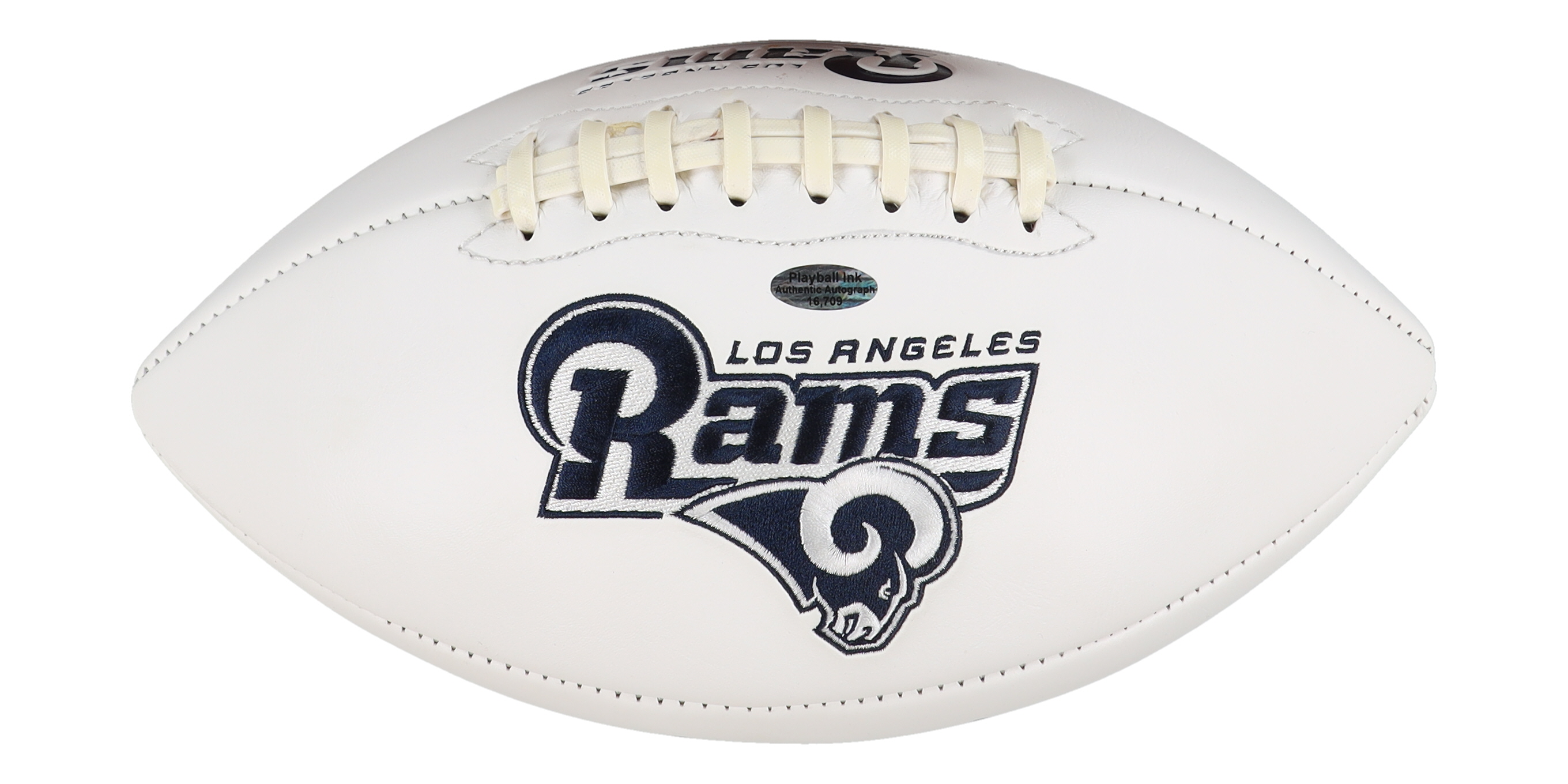 Tom Mack Signed Rams Logo Football Inscribed "HOF 99" (Playball Ink) at PristineAuction.com Tom Mack Signed Rams Logo Football Inscribed "HOF 99" (Playball Ink) at PristineAuction.com