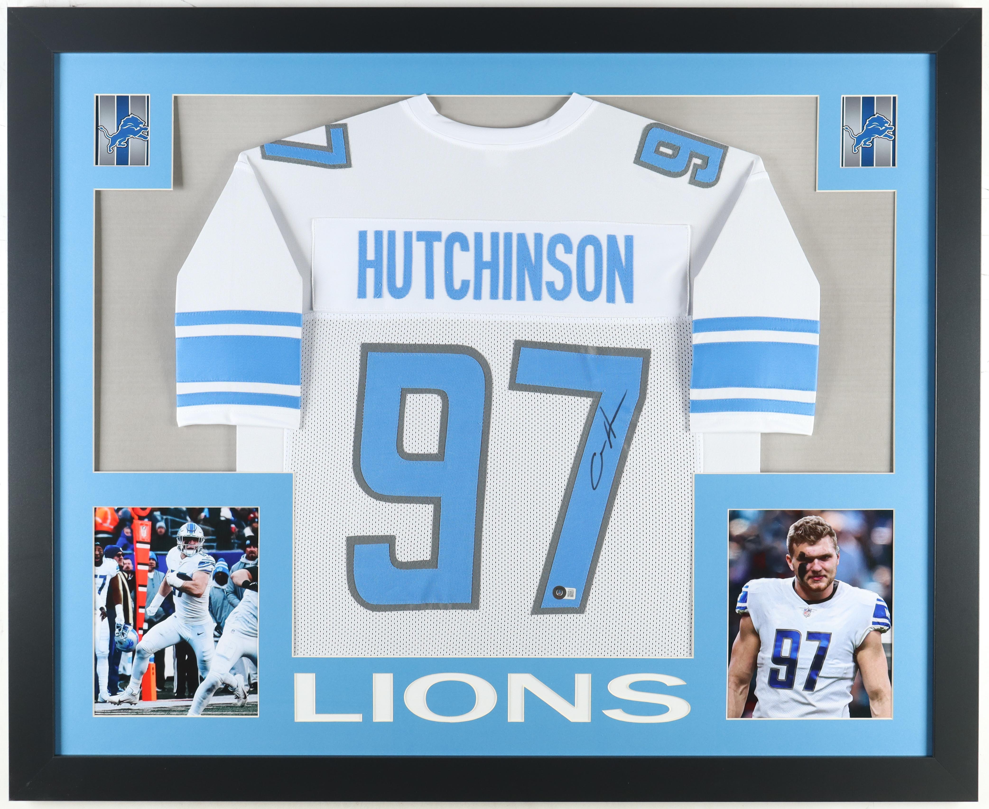 Aidan Hutchinson Signed Custom Framed Jersey Display (Beckett) at PristineAuction.com Aidan Hutchinson Signed Custom Framed Jersey Display (Beckett) at PristineAuction.com