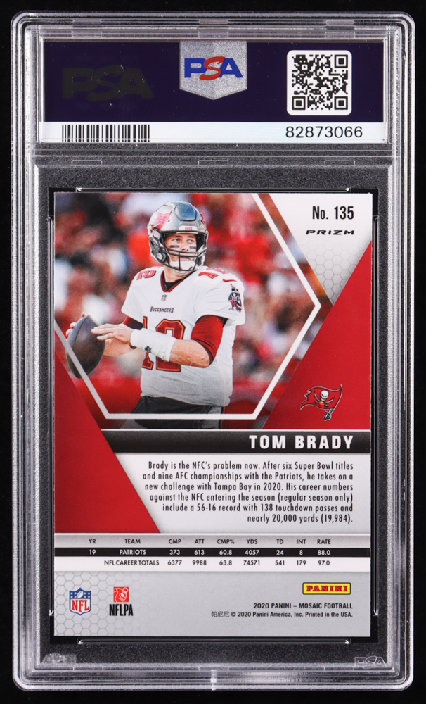 Tom Brady 2020 Panini Mosaic Mosaic Camo Pink #135 (PSA 10) at PristineAuction.com Tom Brady 2020 Panini Mosaic Mosaic Camo Pink #135 (PSA 10) at PristineAuction.com