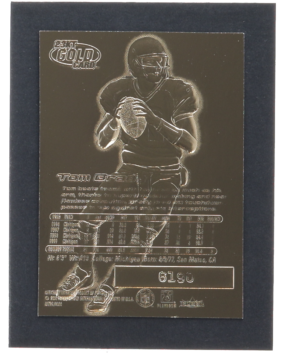 Tom Brady 2000 Fleer Ultra 23Kt Gold Blue Metallic Signature Series RC #6190 at PristineAuction.com Tom Brady 2000 Fleer Ultra 23Kt Gold Blue Metallic Signature Series RC #6190 at PristineAuction.com