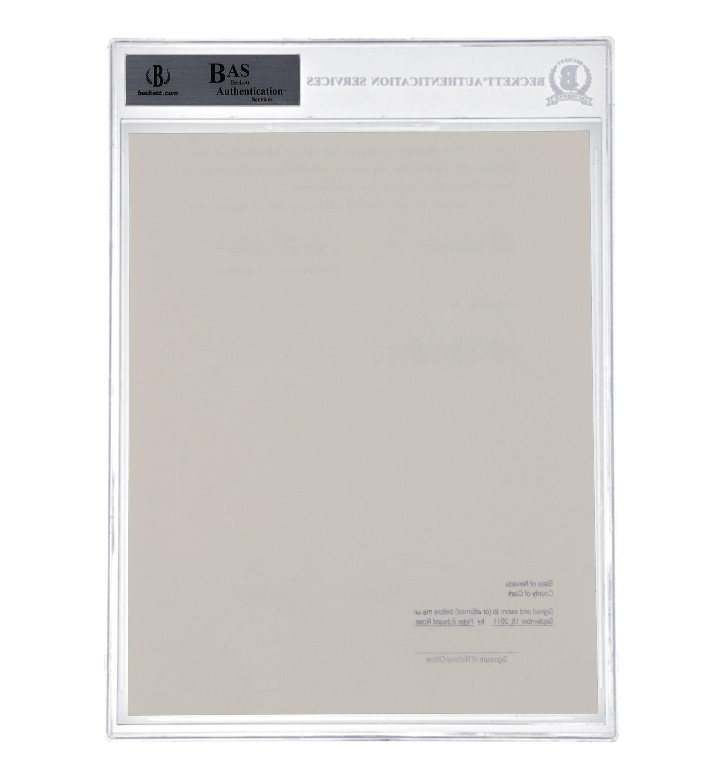 Pete Rose Signed "Banned from Baseball" Document (Beckett) at PristineAuction.com Pete Rose Signed "Banned from Baseball" Document (Beckett) at PristineAuction.com