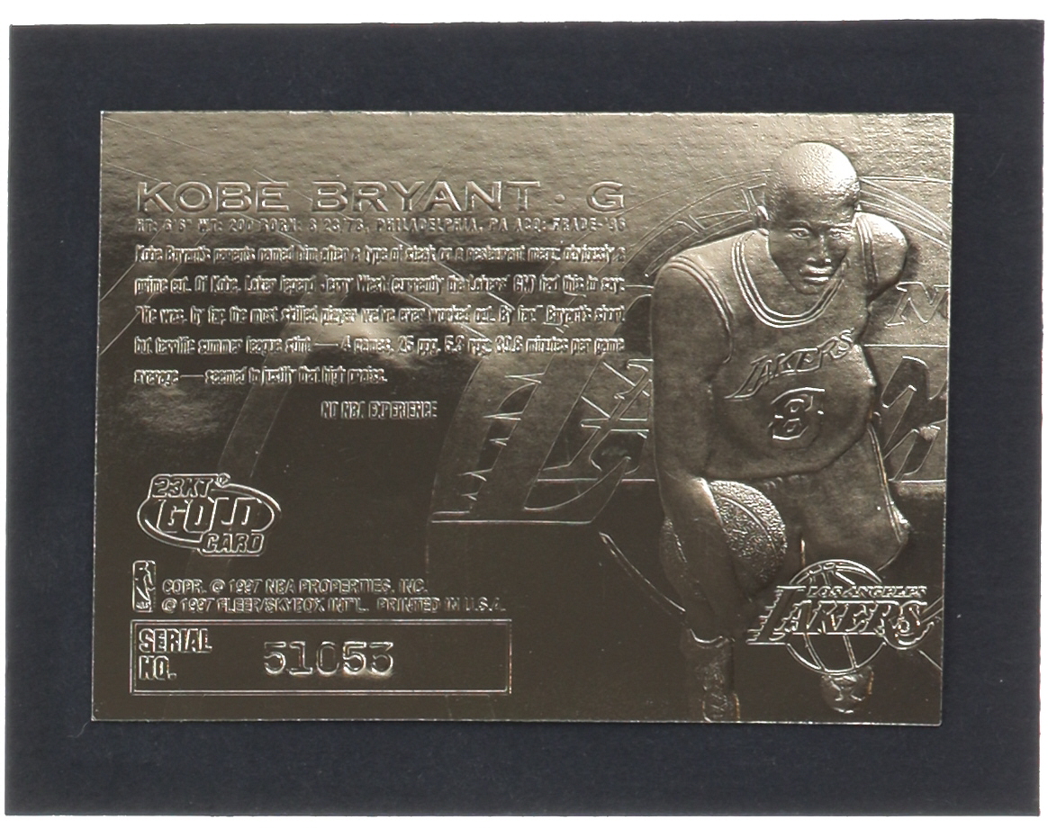 Kobe Bryant 1996-97 Fleer Purple Signature 23Kt Gold RC #51053 at PristineAuction.com Kobe Bryant 1996-97 Fleer Purple Signature 23Kt Gold RC #51053 at PristineAuction.com