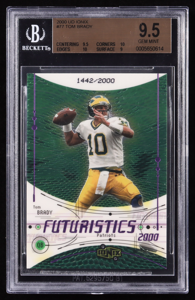 Tom Brady 2000 UD Ionix #77 #1442/2000 RC (BGS 9.5) at PristineAuction.com Tom Brady 2000 UD Ionix #77 #1442/2000 RC (BGS 9.5) at PristineAuction.com