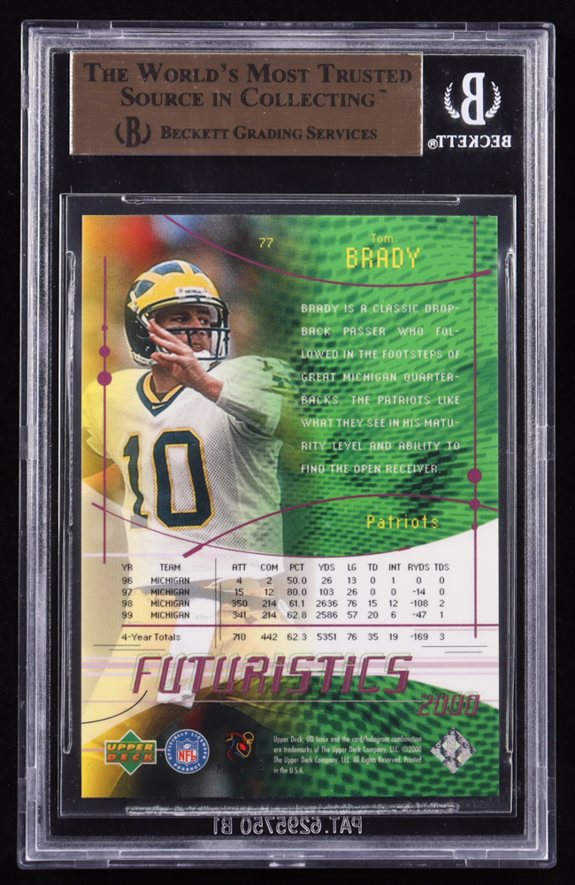 Tom Brady 2000 UD Ionix #77 #1442/2000 RC (BGS 9.5) at PristineAuction.com Tom Brady 2000 UD Ionix #77 #1442/2000 RC (BGS 9.5) at PristineAuction.com