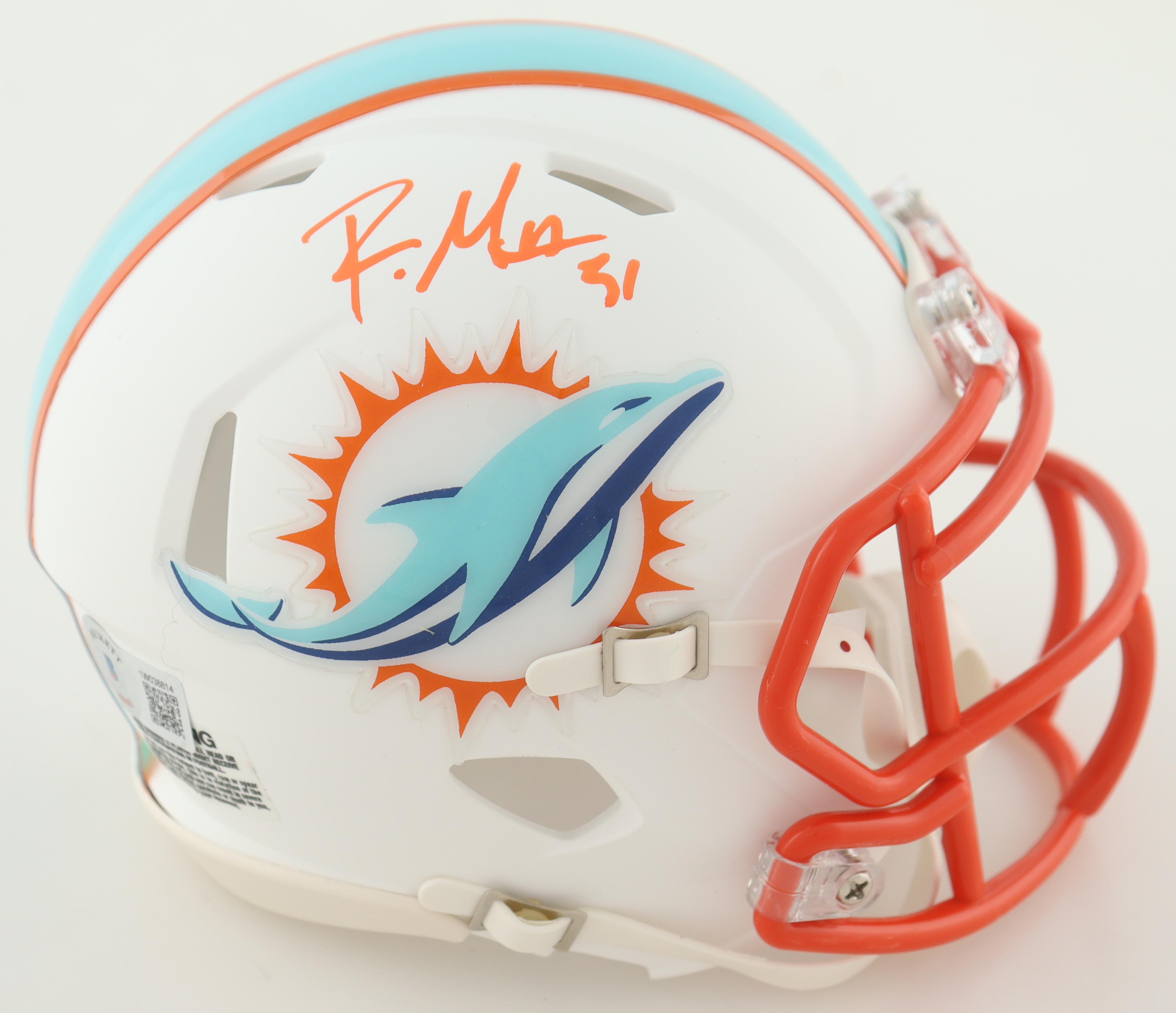 Raheem Mostert Signed Dolphins Speed Mini Helmet (Beckett) at PristineAuction.com Raheem Mostert Signed Dolphins Speed Mini Helmet (Beckett) at PristineAuction.com