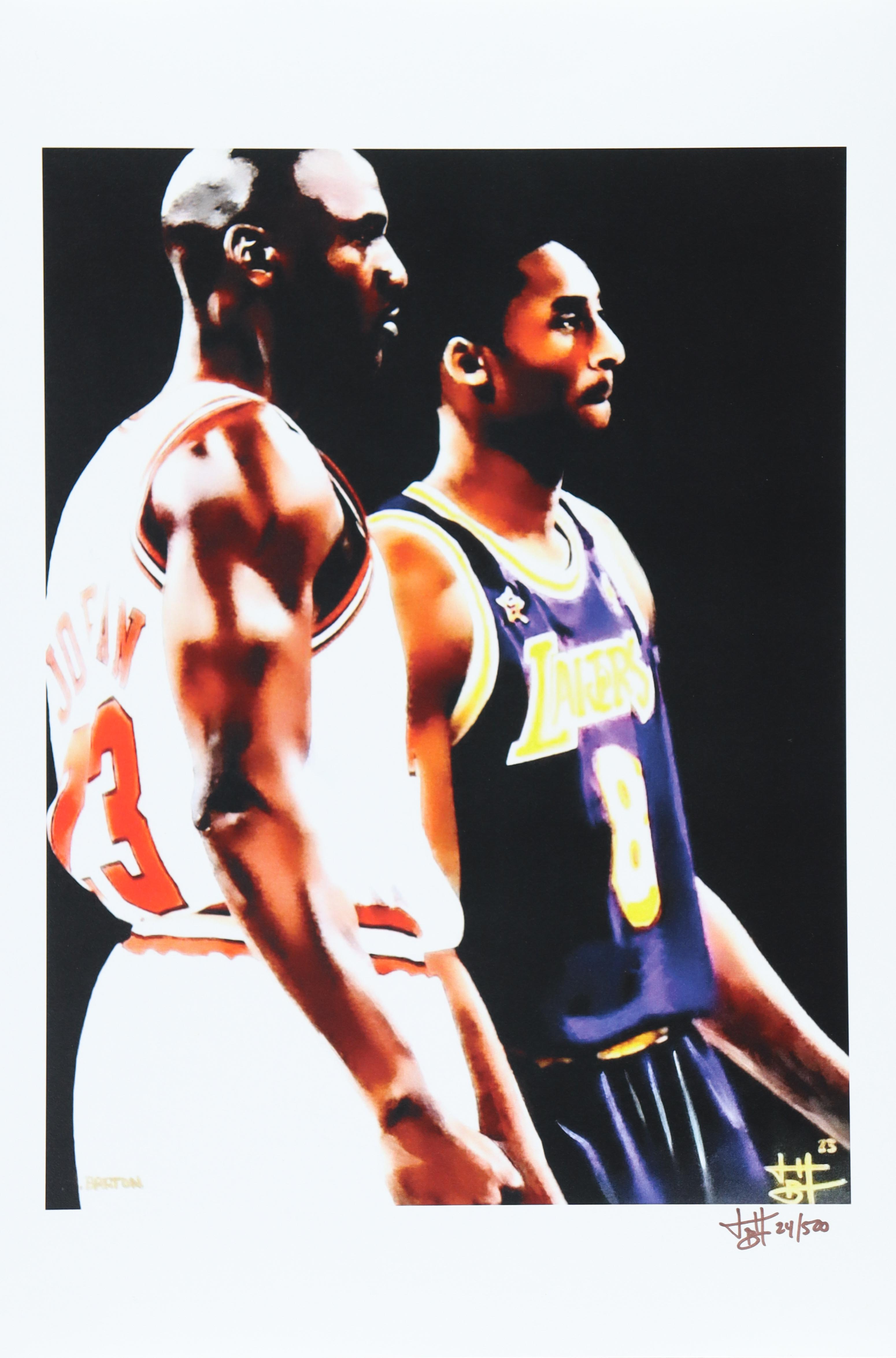 Kobe Bryant & Michael Jordan - Joshua Barton Signed LE 12x18 Lithograph #/500 (PA) at PristineAuction.com Kobe Bryant & Michael Jordan - Joshua Barton Signed LE 12x18 Lithograph #/500 (PA) at PristineAuction.com