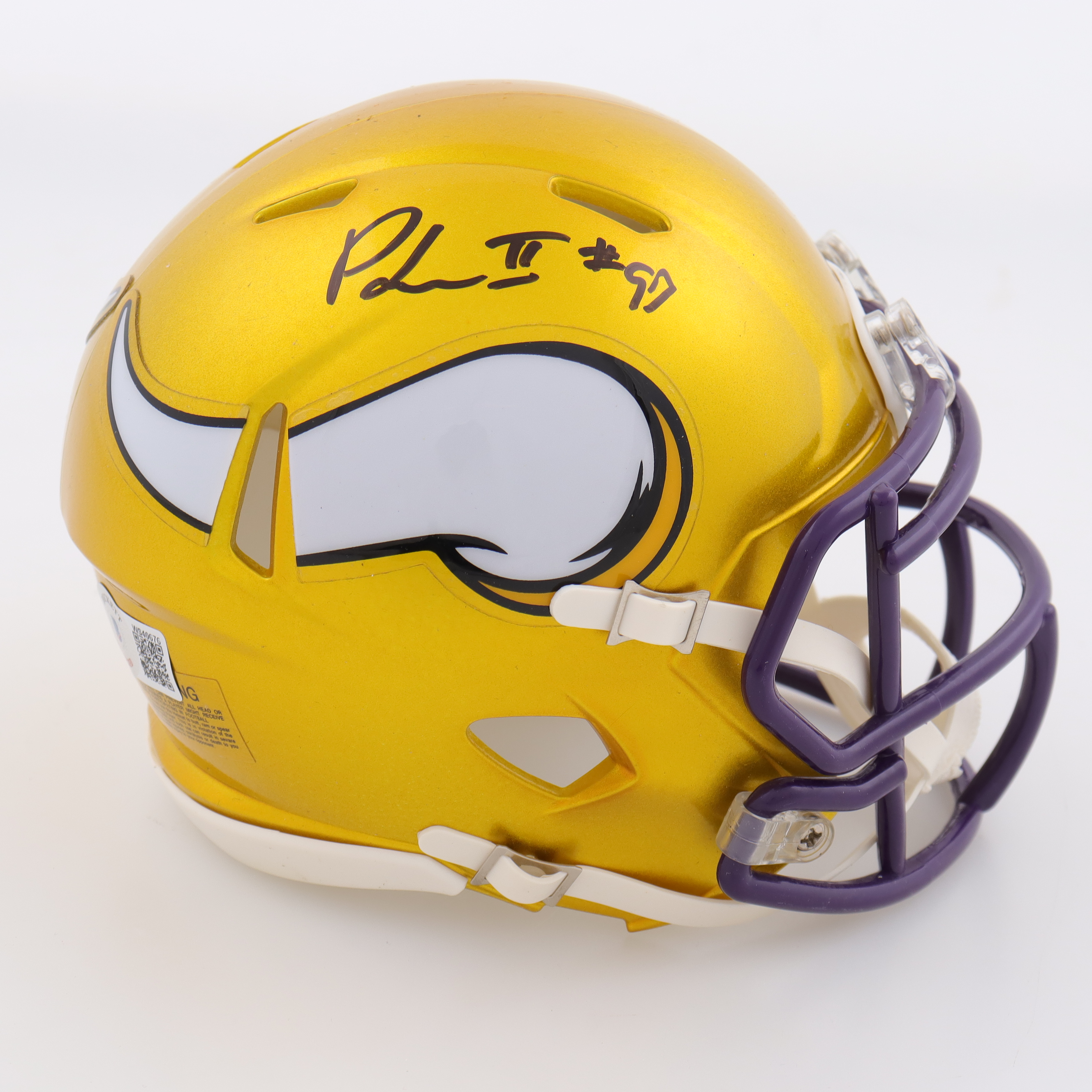 Patrick Jones II Signed Vikings Flash Alternate Speed Mini Helmet (Beckett) at PristineAuction.com Patrick Jones II Signed Vikings Flash Alternate Speed Mini Helmet (Beckett) at PristineAuction.com