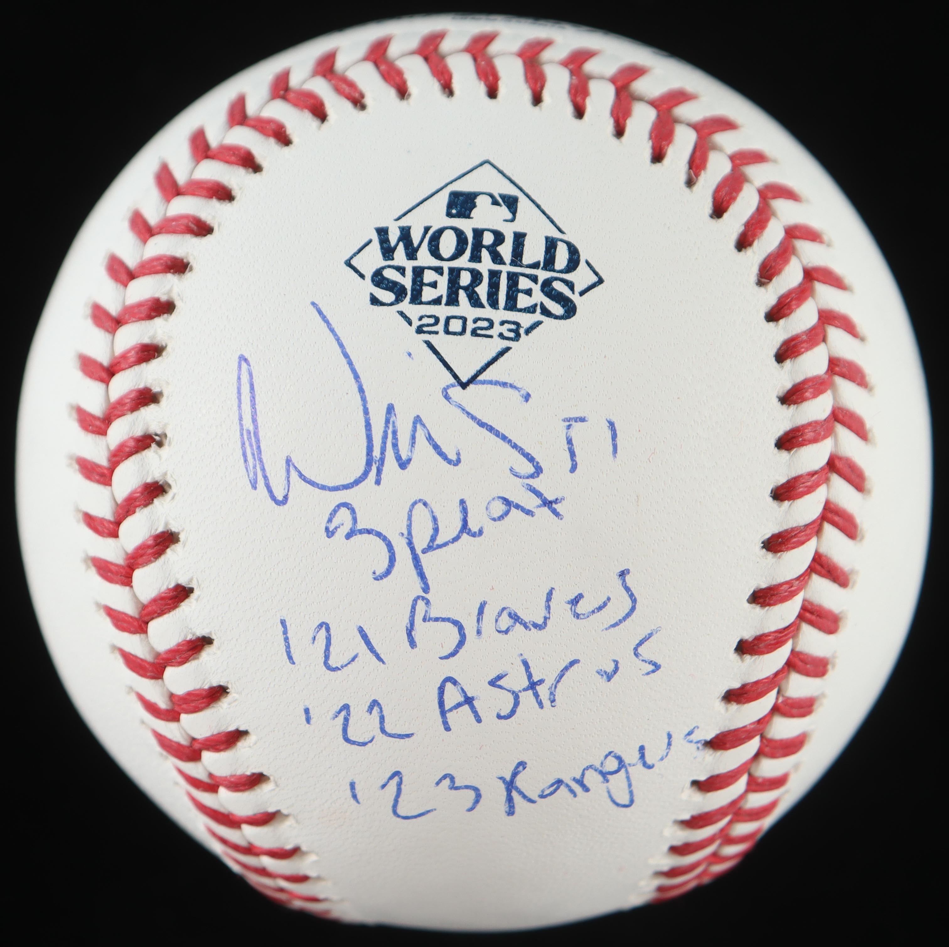 Will Smith Signed 2023 World Series Baseball With Multiple Inscriptions (Radtke) at PristineAuction.com Will Smith Signed 2023 World Series Baseball With Multiple Inscriptions (Radtke) at PristineAuction.com