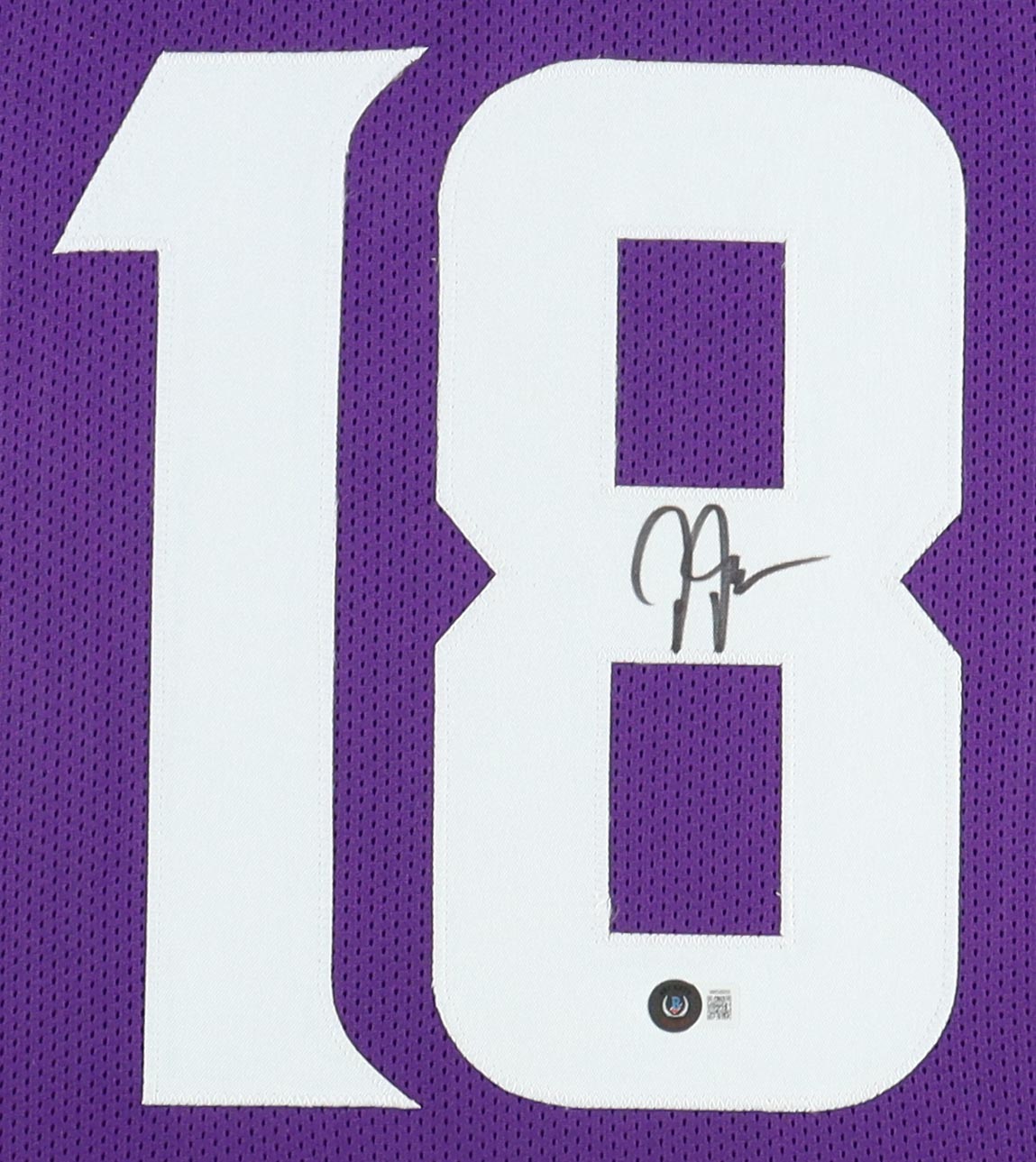 Justin Jefferson Signed Custom Framed Jersey Display (Beckett) at PristineAuction.com Justin Jefferson Signed Custom Framed Jersey Display (Beckett) at PristineAuction.com