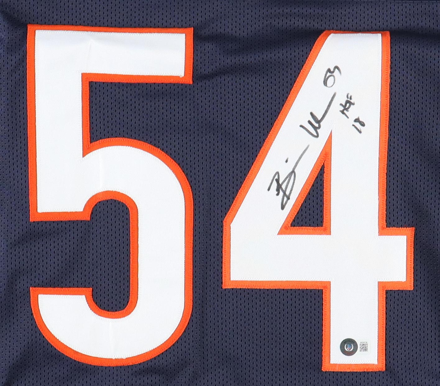 Brian Urlacher Signed Jersey Inscribed "HOF 18" (Beckett) at PristineAuction.com Brian Urlacher Signed Jersey Inscribed "HOF 18" (Beckett) at PristineAuction.com