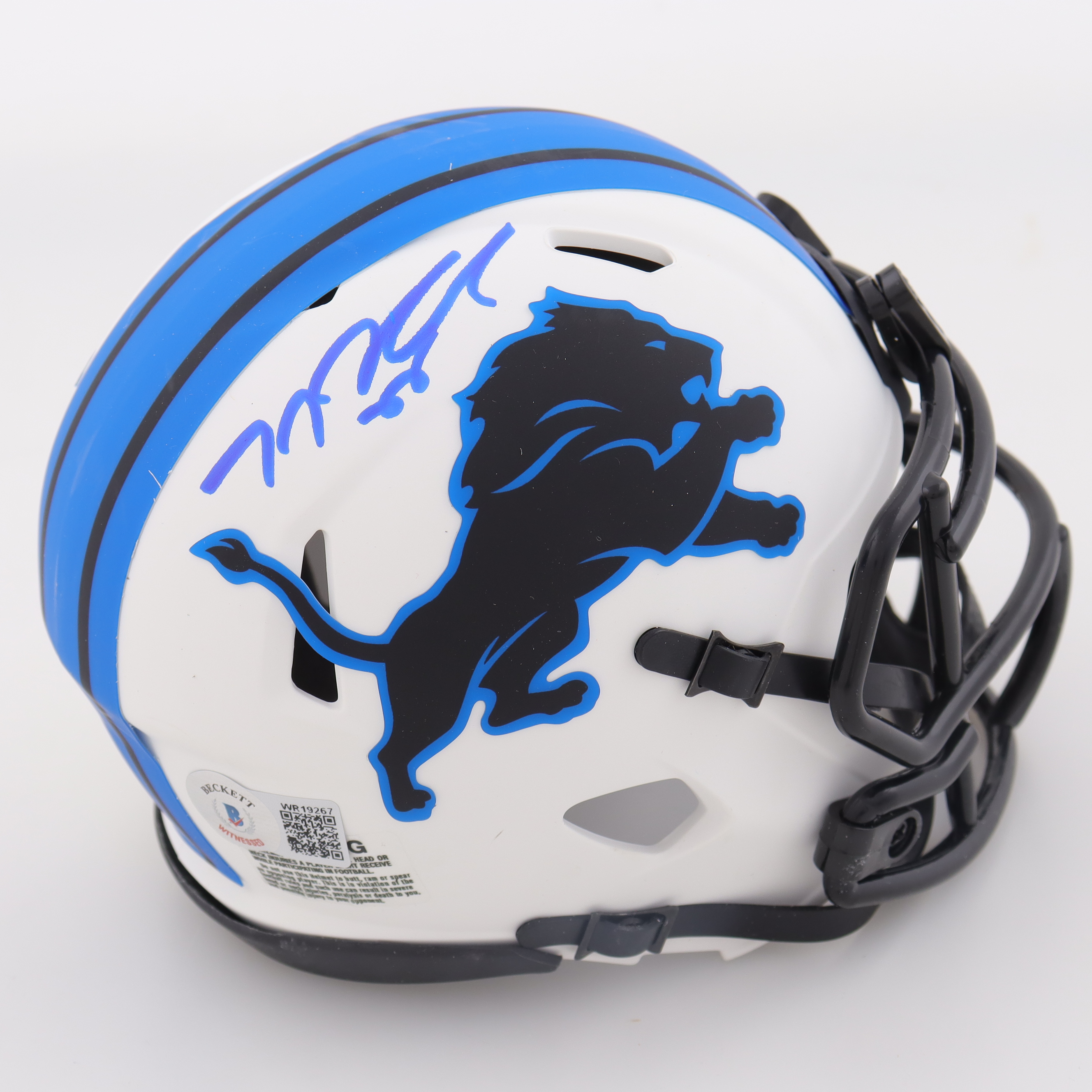 T. J. Hockenson Signed Lions Lunar Eclipse Alternate Speed Mini Helmet (Beckett) at PristineAuction.com T. J. Hockenson Signed Lions Lunar Eclipse Alternate Speed Mini Helmet (Beckett) at PristineAuction.com