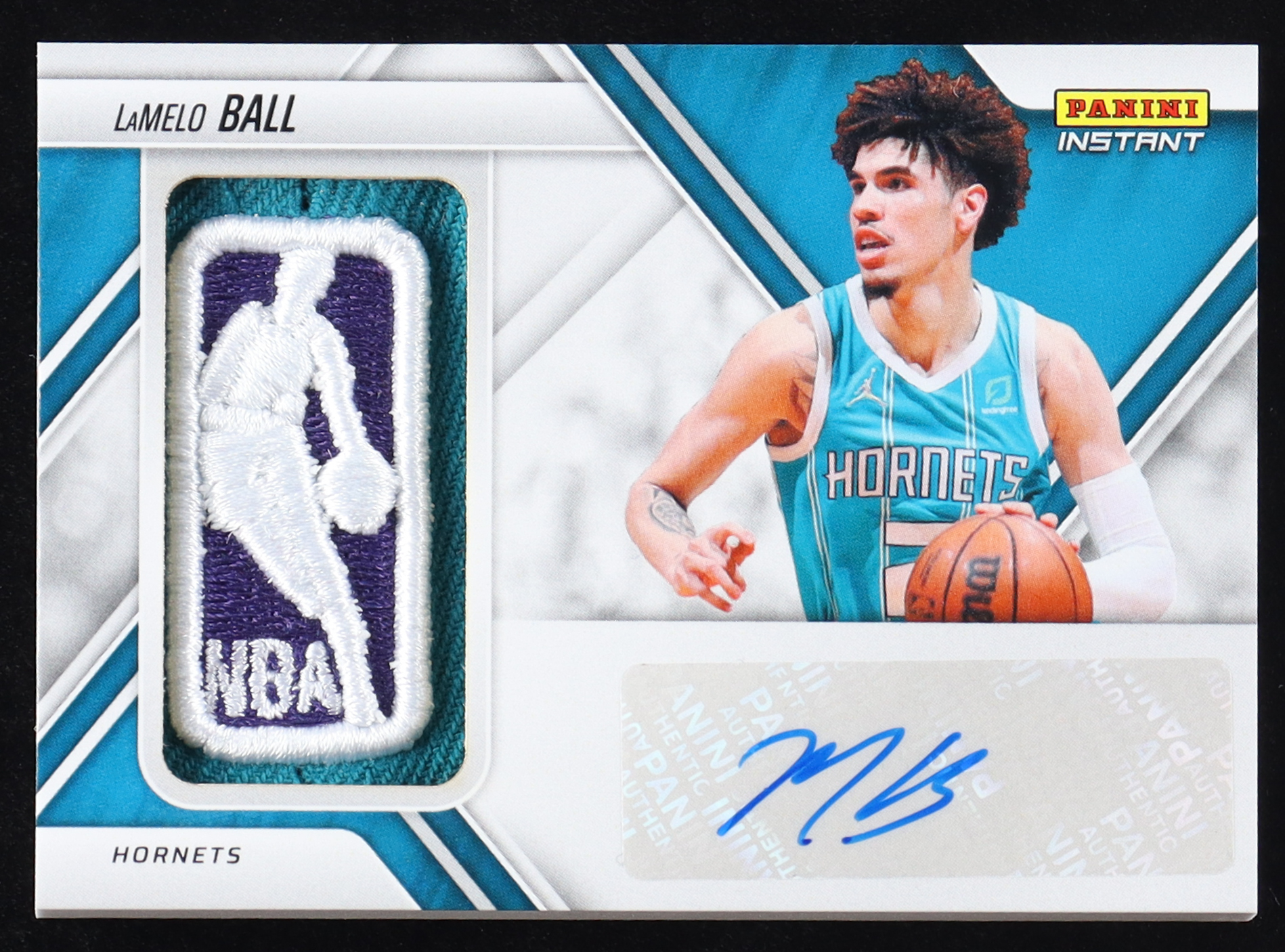 LaMelo Ball 2021-22 Panini Instant NBA Logo Relic Autograph #SSL-14 Logoman #1/1 at PristineAuction.com LaMelo Ball 2021-22 Panini Instant NBA Logo Relic Autograph #SSL-14 Logoman #1/1 at PristineAuction.com