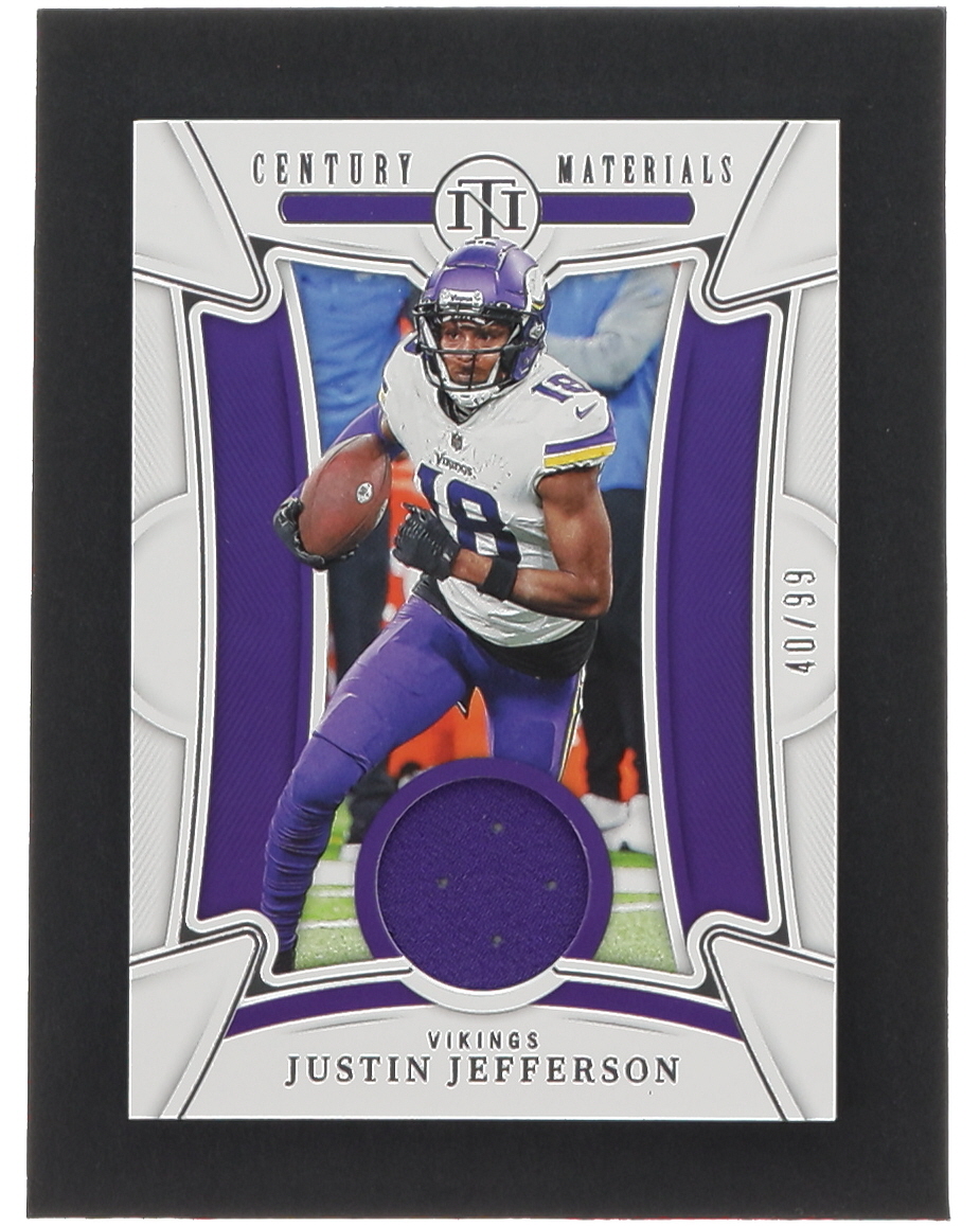 Justin Jefferson 2022 Panini National Treasures Century Materials #56 #40/99 at PristineAuction.com Justin Jefferson 2022 Panini National Treasures Century Materials #56 #40/99 at PristineAuction.com