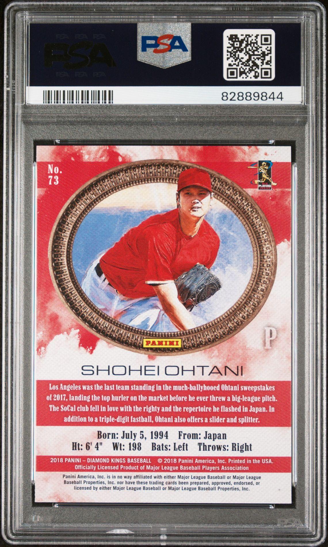 Shohei Ohtani 2018 Diamond Kings / No Pinstripe #73 RC (PSA 10) at PristineAuction.com Shohei Ohtani 2018 Diamond Kings / No Pinstripe #73 RC (PSA 10) at PristineAuction.com