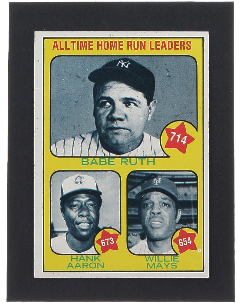 Babe Ruth / Hank Aaron / Willie Mays 1973 Topps #1 / All-Time Home Run Leaders at PristineAuction.com Babe Ruth / Hank Aaron / Willie Mays 1973 Topps #1 / All-Time Home Run Leaders at PristineAuction.com