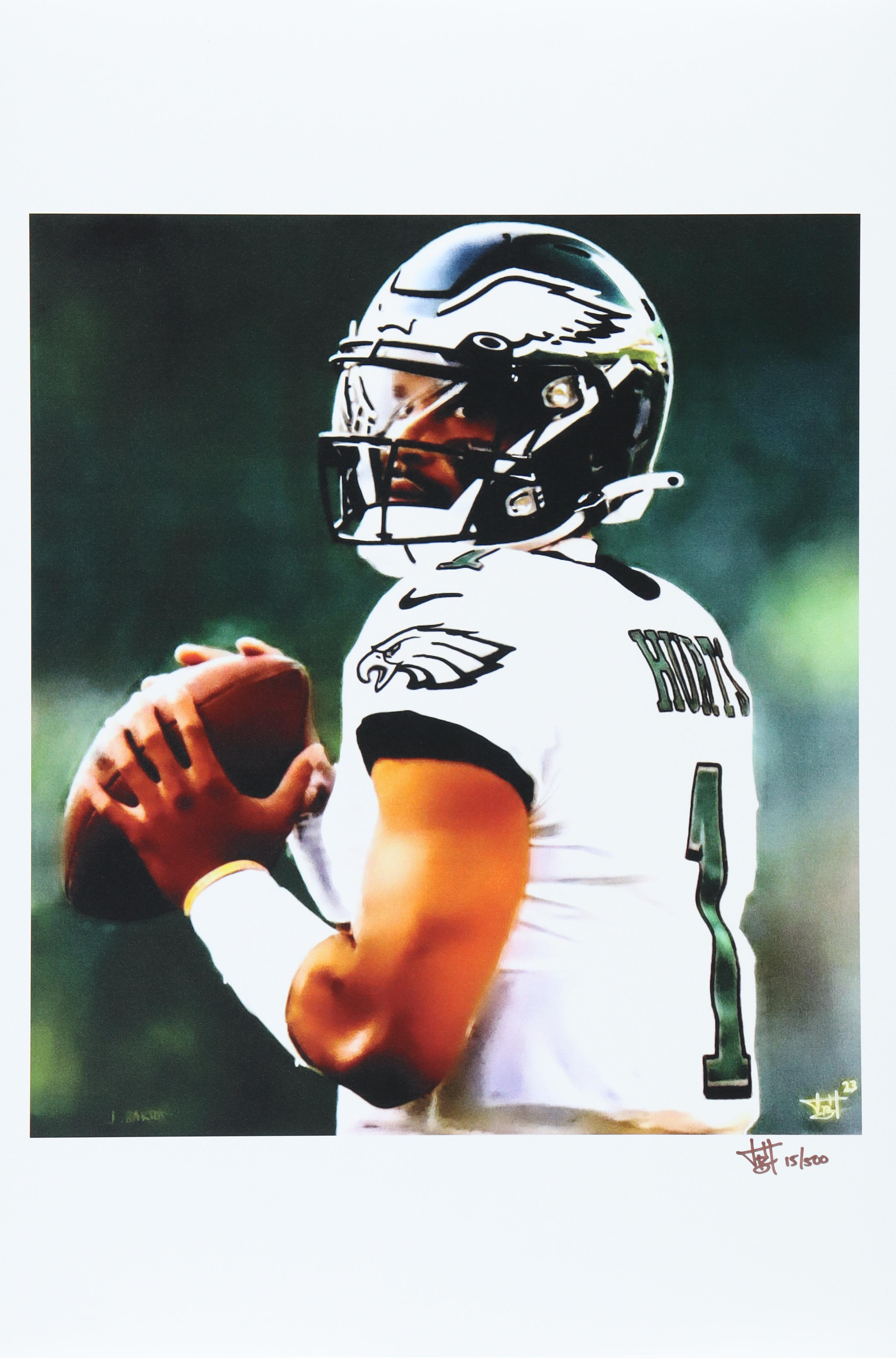 Jalen Hurts - Eagles - Joshua Barton Signed LE 12x18 Lithograph #/500 (PA) at PristineAuction.com Jalen Hurts - Eagles - Joshua Barton Signed LE 12x18 Lithograph #/500 (PA) at PristineAuction.com
