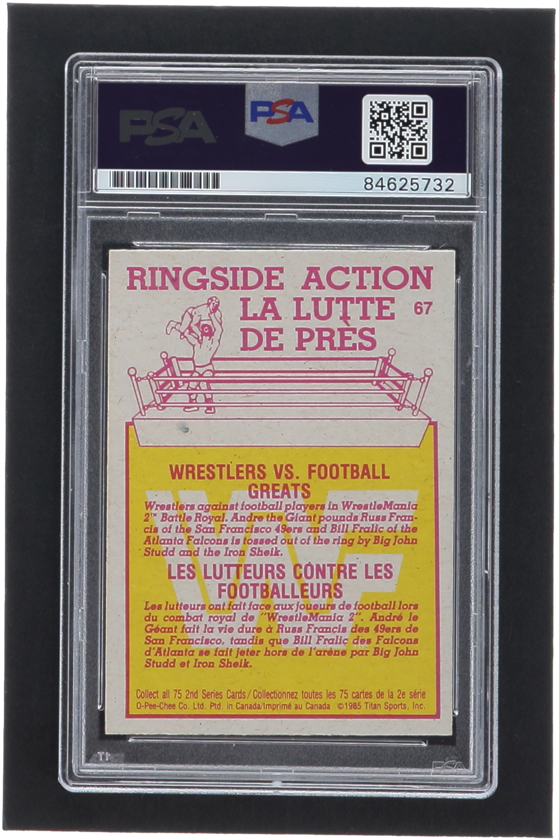 William Perry Signed 1985-86 O-Pee-Chee WWF Series 2 #67 Wrestlers vs. Football Greats (PSA | Auto 10) at PristineAuction.com William Perry Signed 1985-86 O-Pee-Chee WWF Series 2 #67 Wrestlers vs. Football Greats (PSA | Auto 10) at PristineAuction.com