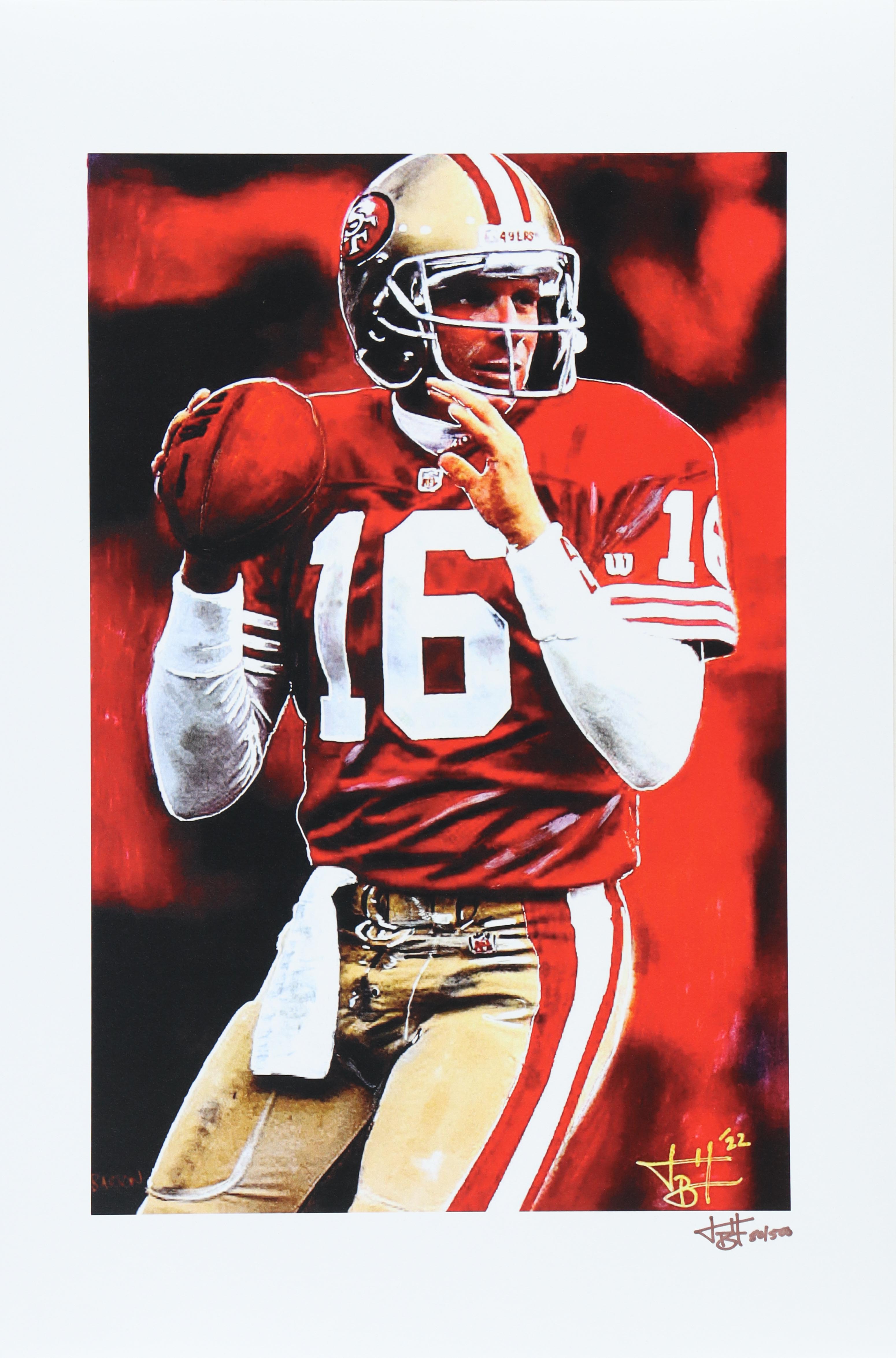 "Joe Montana" 49ers LE 12x18 Lithograph by Joshua Barton #/500 (PA) at PristineAuction.com "Joe Montana" 49ers LE 12x18 Lithograph by Joshua Barton #/500 (PA) at PristineAuction.com