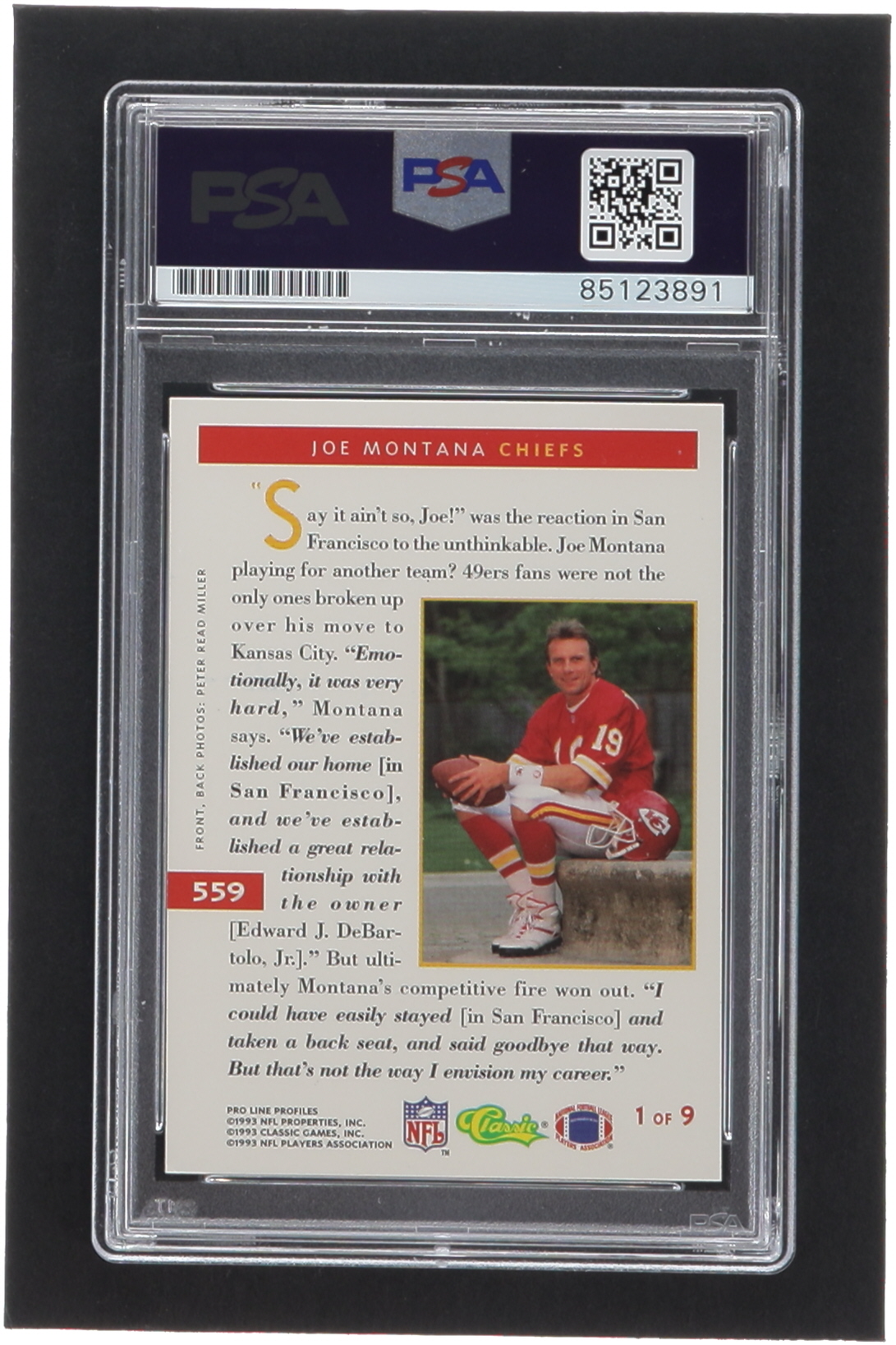 Joe Montana Signed 1993 Pro Line Profiles #559 (PSA) at PristineAuction.com Joe Montana Signed 1993 Pro Line Profiles #559 (PSA) at PristineAuction.com
